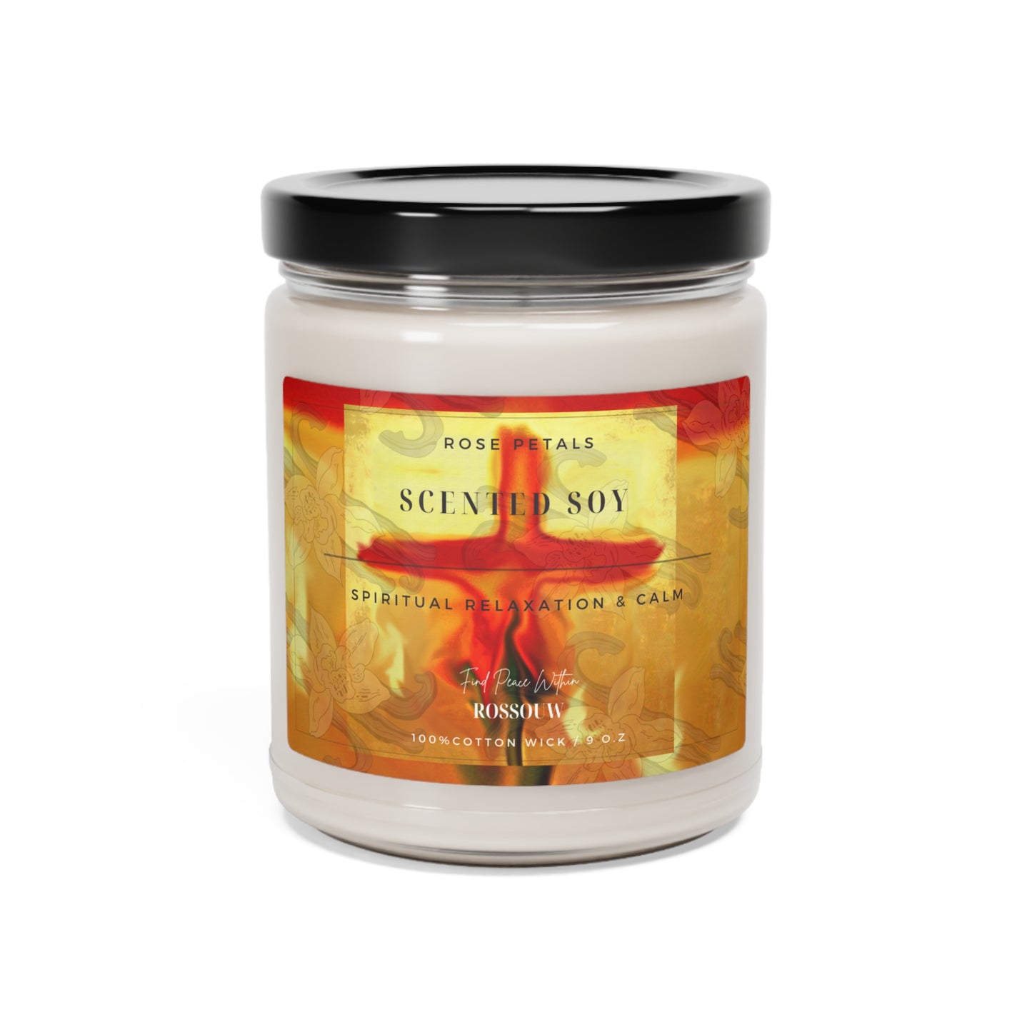 "Rose Petals" - Cross Art Painting. Scented Soy Candle, 9oz