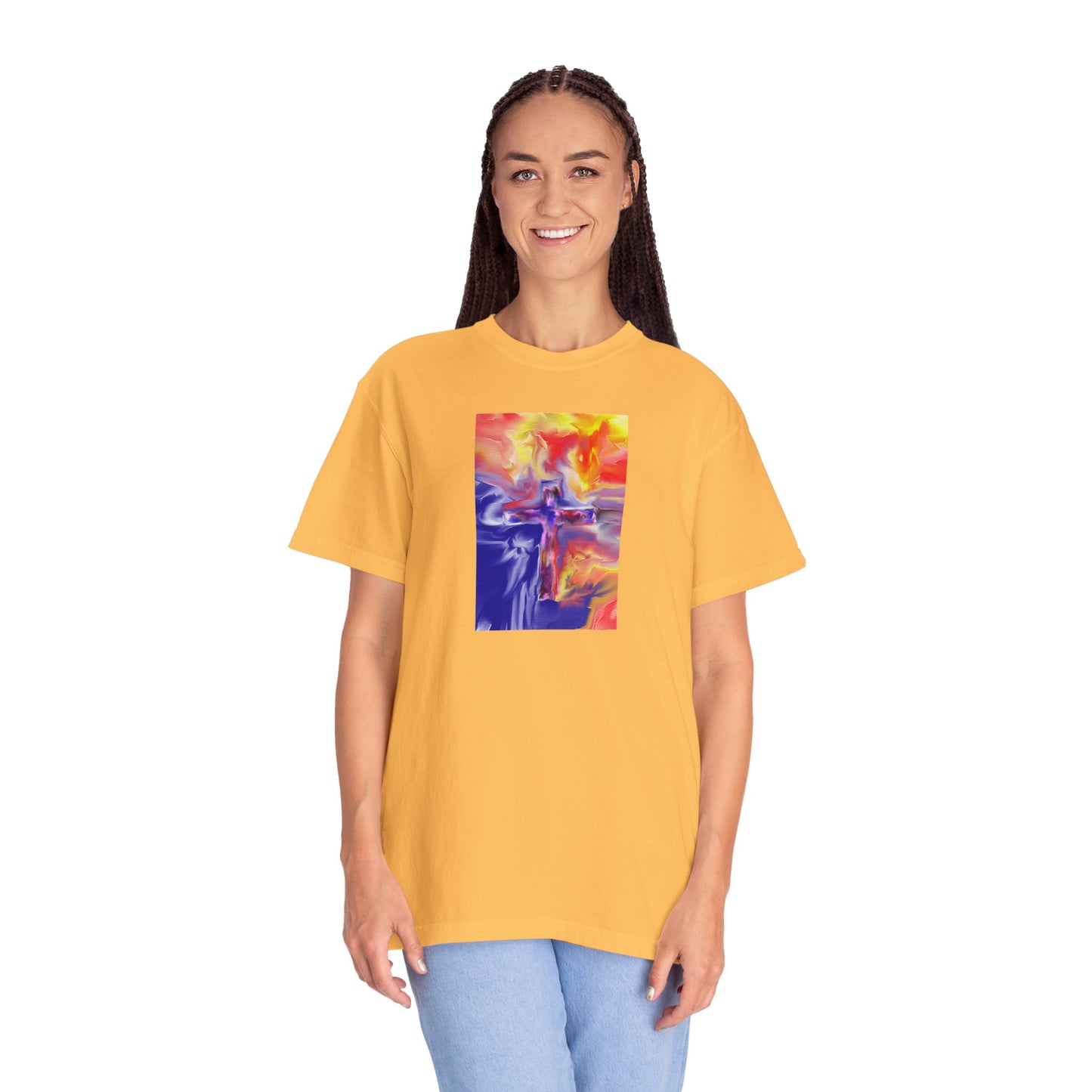 “Golden Rainbow - Spiritual Art Unisex Dyed T-Shirt – Comfort Colors 1717"