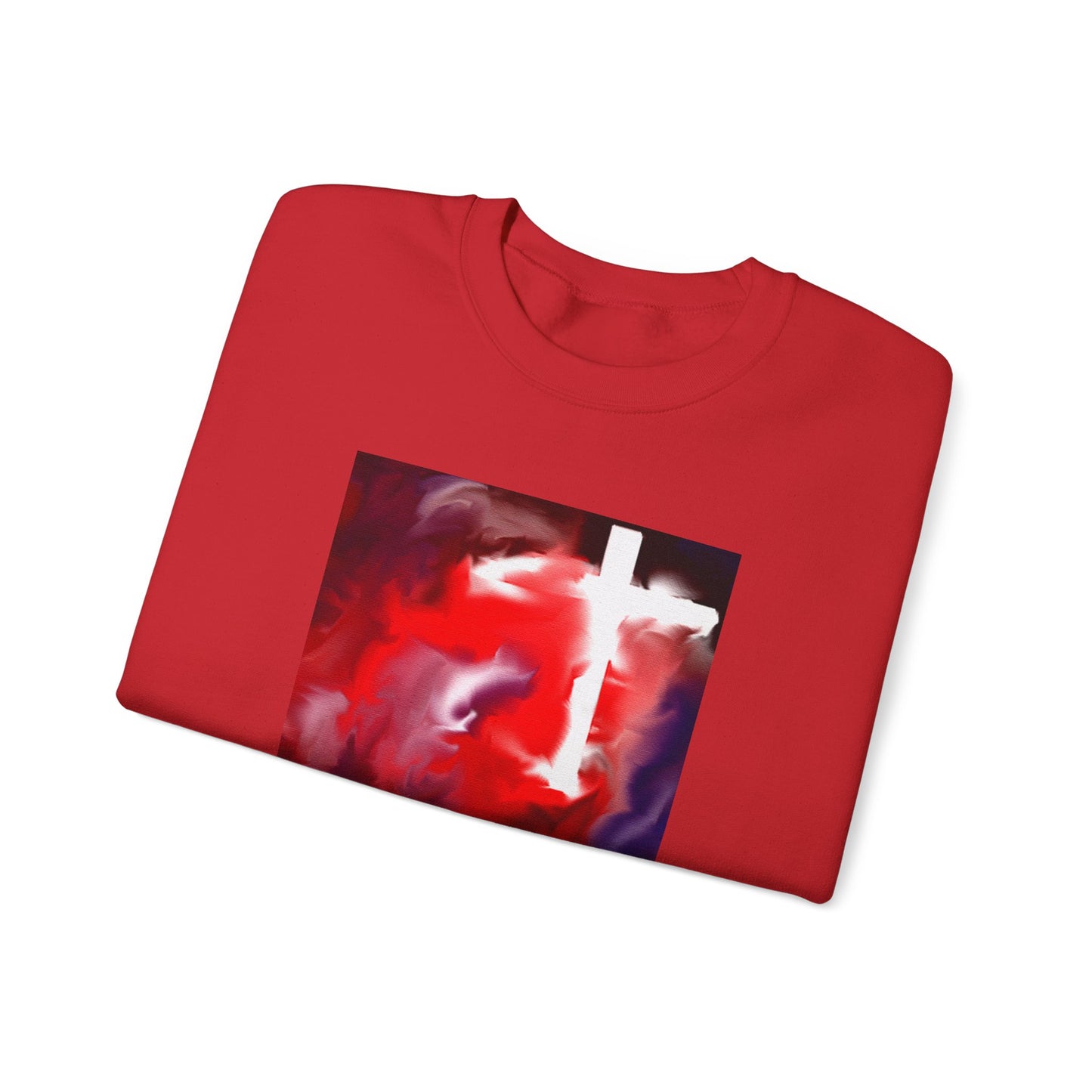 "Above The Light - Enlightened Spirit Crewneck Sweatshirt – Spiritual Cross Art Painting”