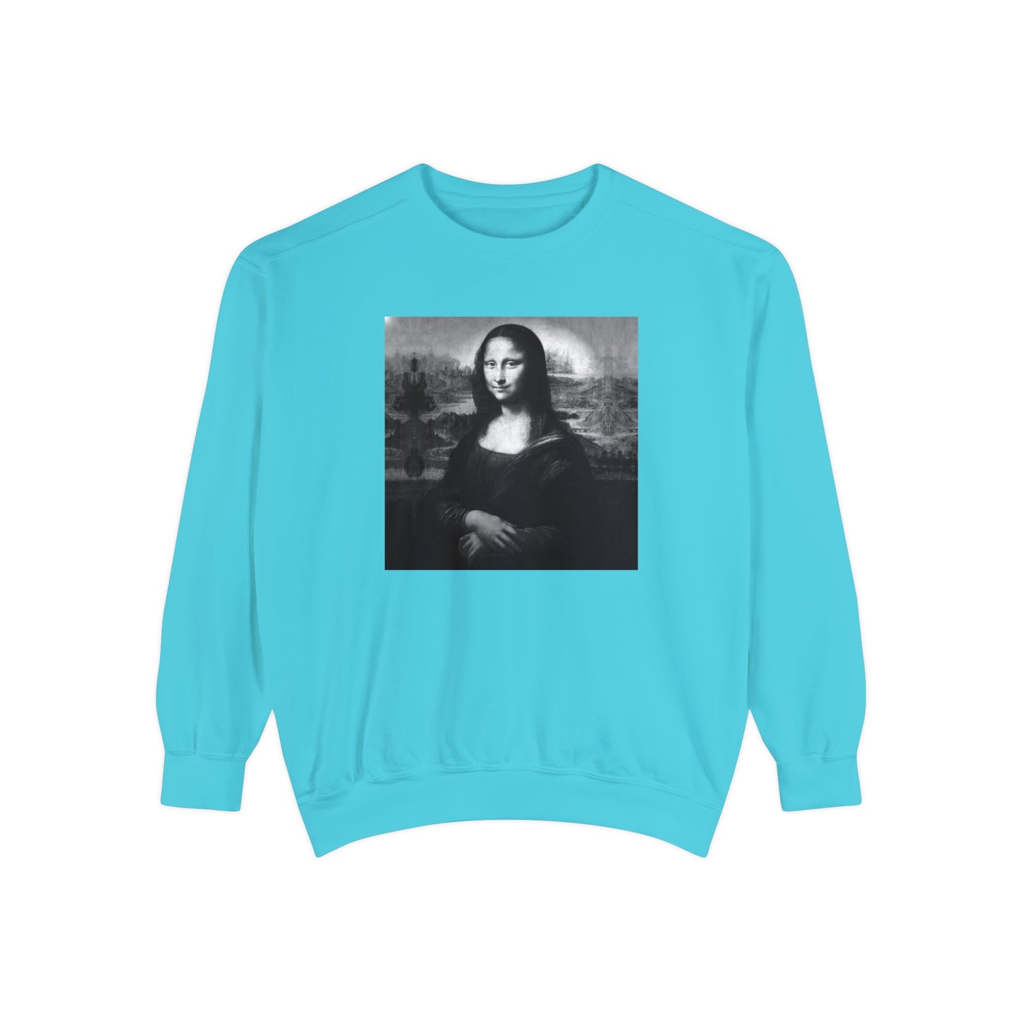 Mona Lisa (B&W): Luxurious Unisex Garment-Dyed Sweatshirt