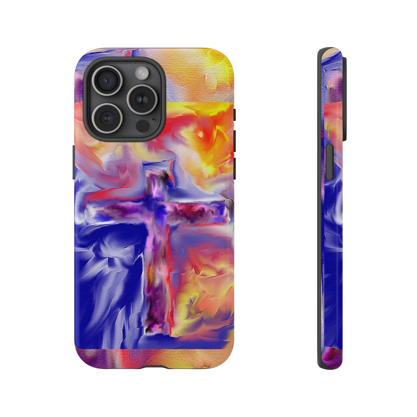 "Golden Rainbow - Divine Cross Protective Phone Case"