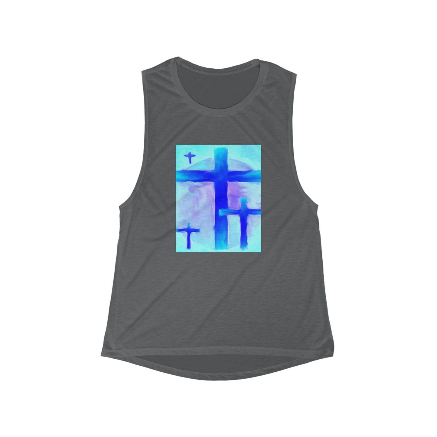 Women's Flowy Scoop Muscle Tank: "Dream Visions" Cross Painting by Rossouw