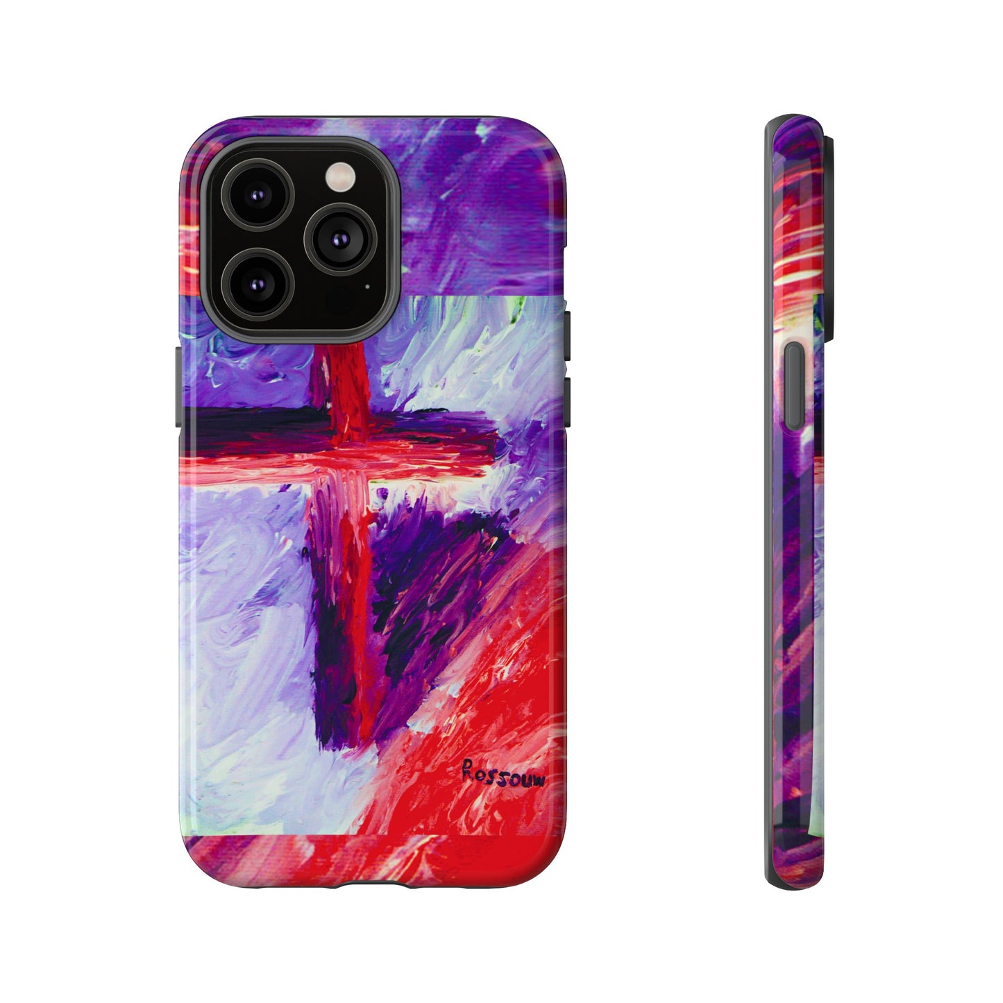 "Candy Skies - Divine Cross Protective Phone Case – Dual Layer Protection"