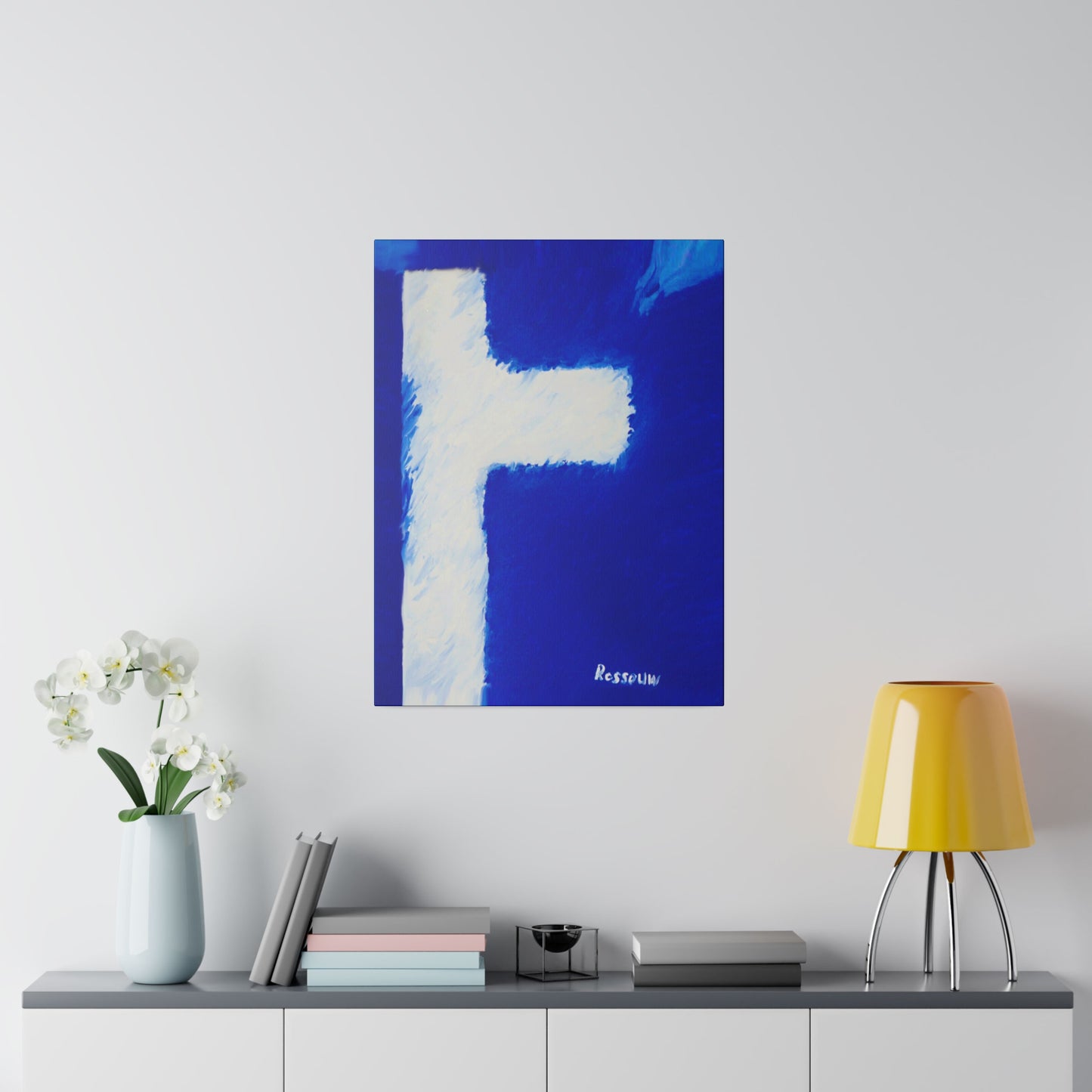 "Powerful Cross Painting - Inspirational Art by Rossouw on Matte Canvas"