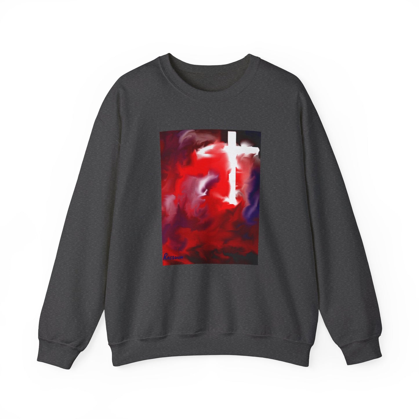 "Above The Light - Enlightened Spirit Crewneck Sweatshirt – Spiritual Cross Art Painting”