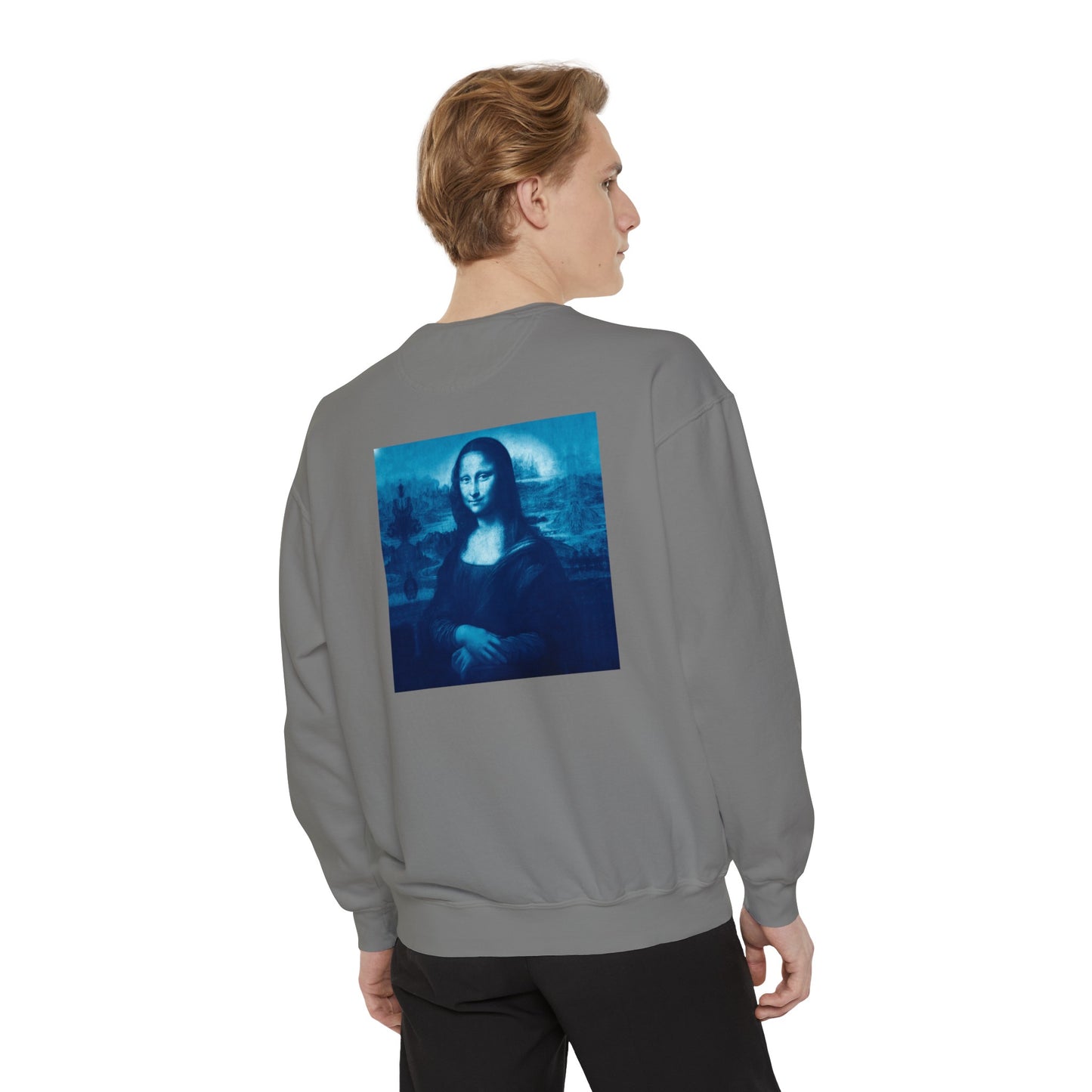 Mona Lisa (blue): Luxurious Unisex Garment-Dyed Sweatshirt