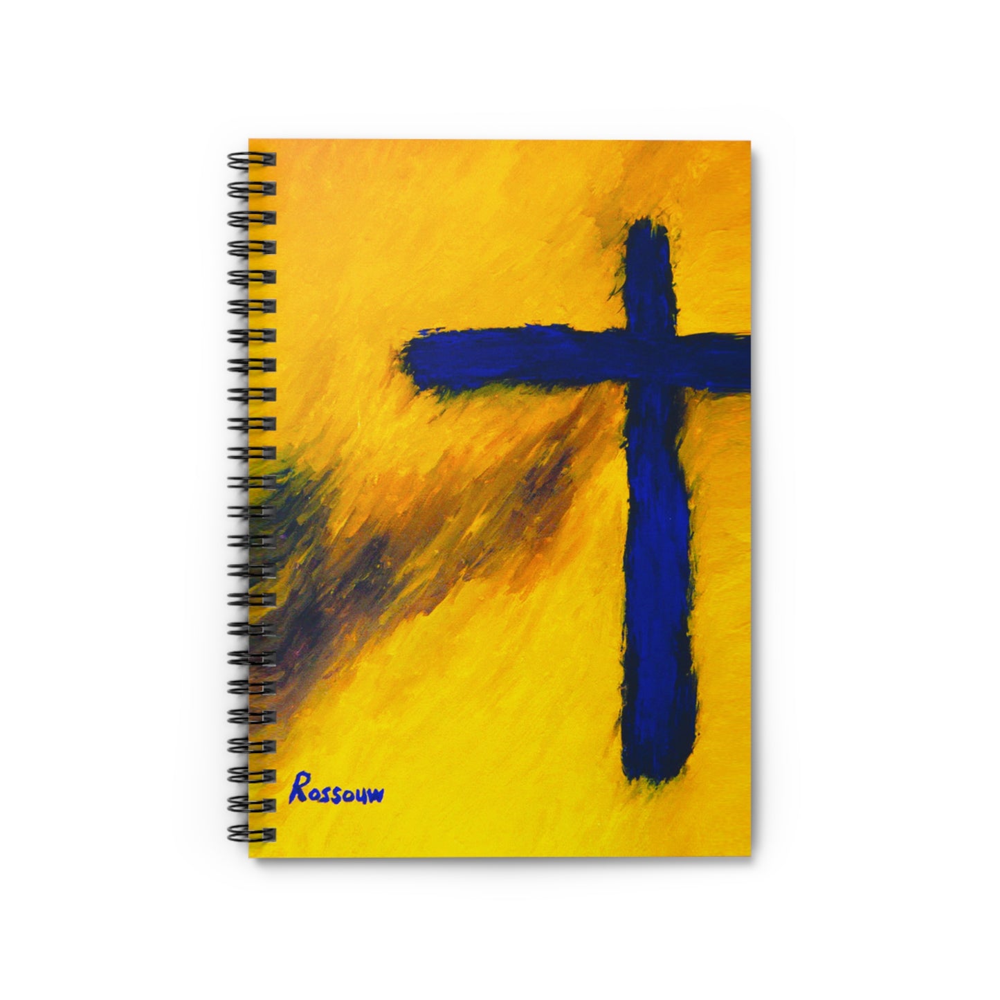 "Blue Falcon - Inspirational Cross Art Spiral Notebook – Perfect for Reflection & Journaling"