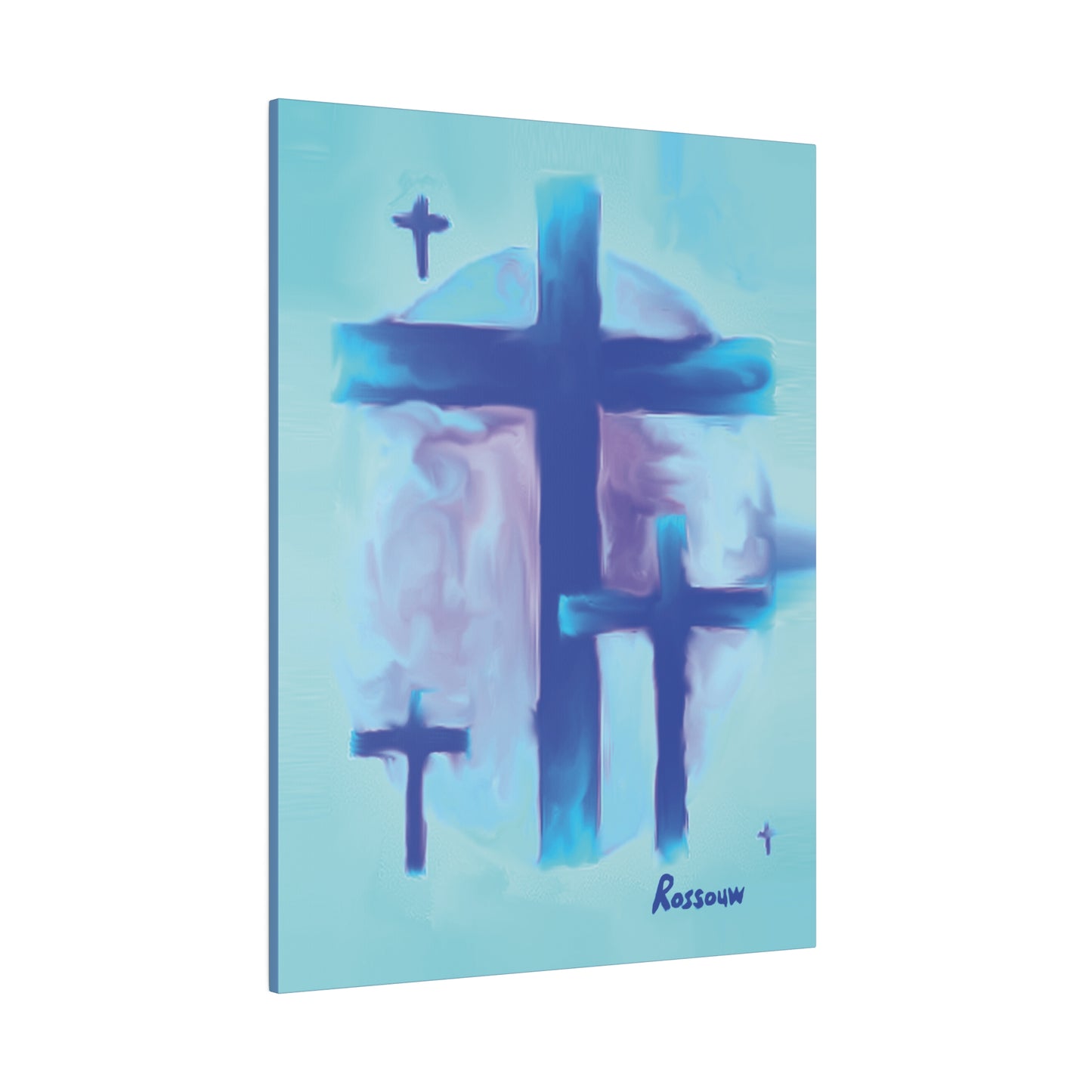 "Powerful Cross Painting - Inspirational Art by Rossouw on Matte Canvas"