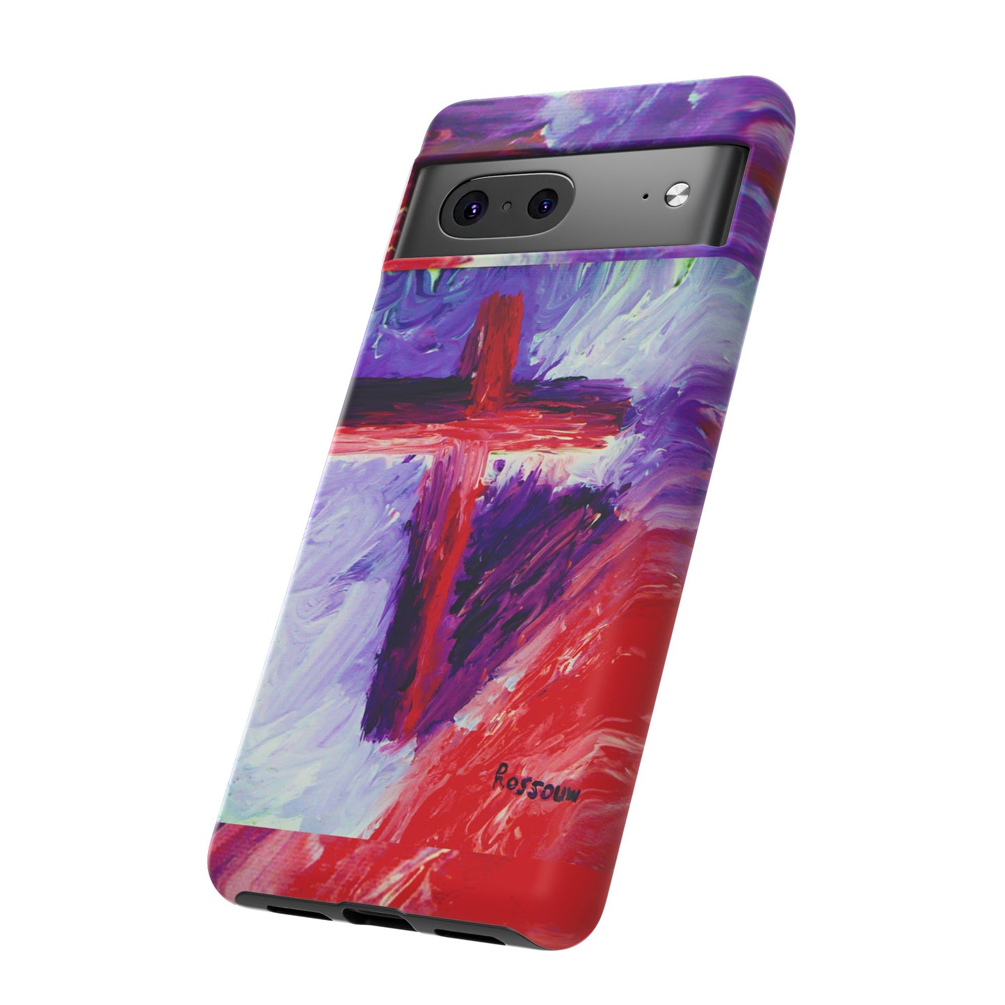 "Candy Skies - Divine Cross Protective Phone Case – Dual Layer Protection"