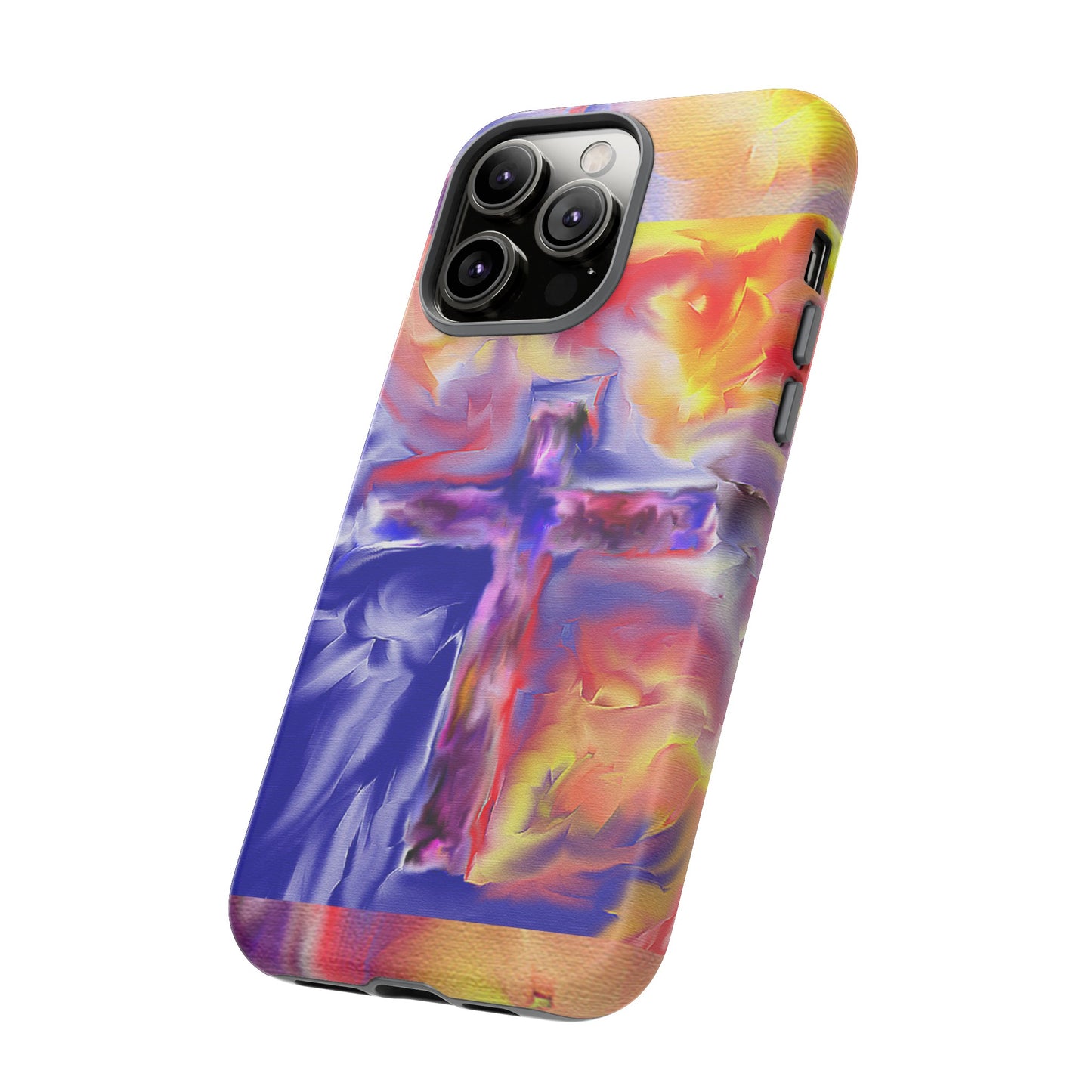 "Golden Rainbow - Divine Cross Protective Phone Case"