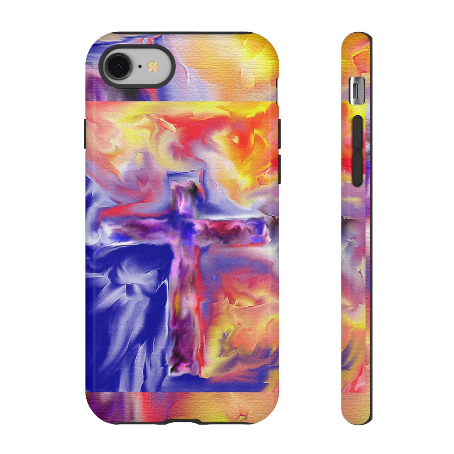 "Golden Rainbow - Divine Cross Protective Phone Case"