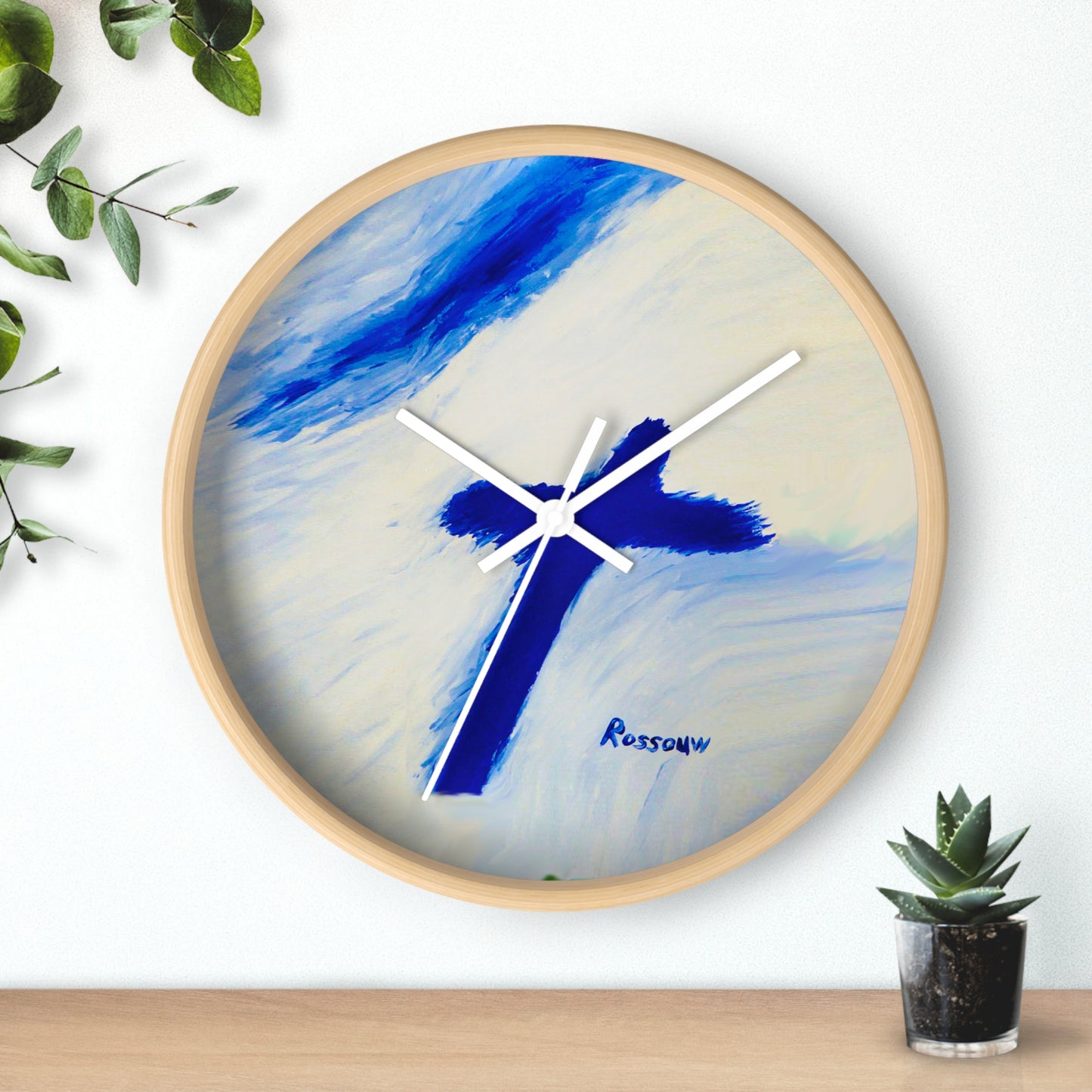 “Songbird - Inspirational Cross Art Wall Clock by Rossouw"