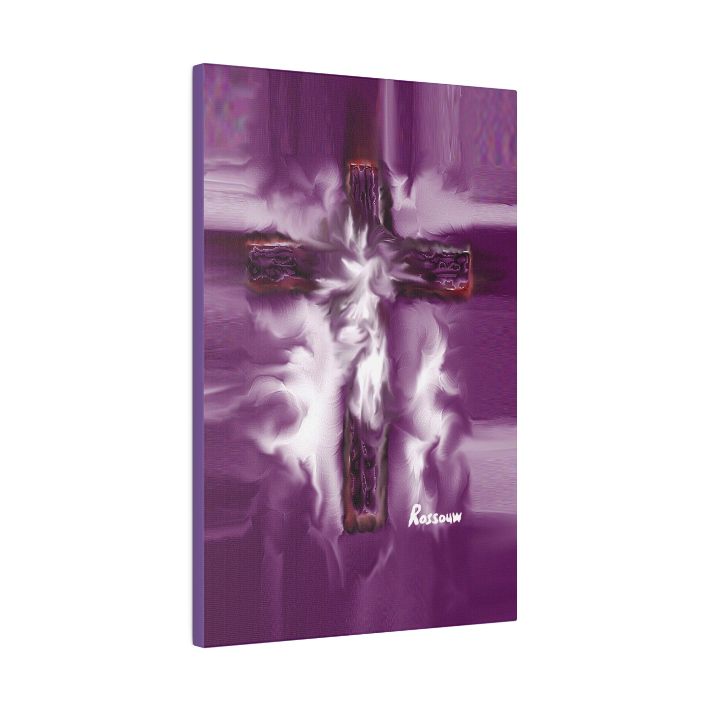 "Powerful Cross Painting - Inspirational Art by Rossouw on Matte Canvas"