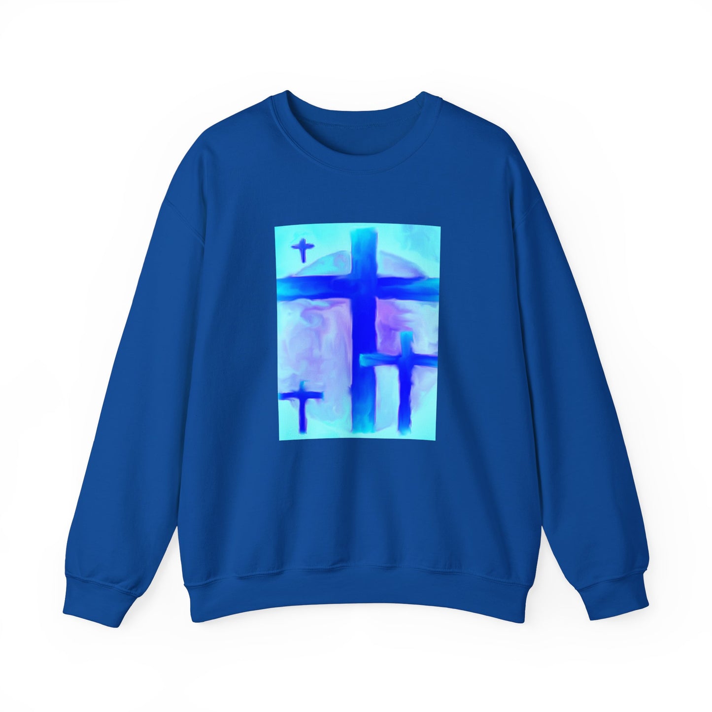 "Dream Visions - Enlightened Spirit Crewneck Sweatshirt – Spiritual Cross Art Painting”