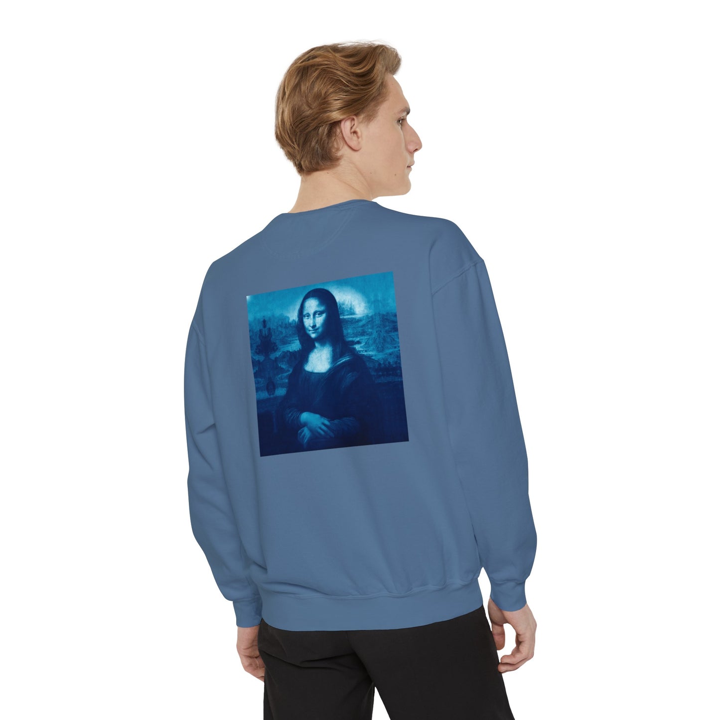 Mona Lisa (blue): Luxurious Unisex Garment-Dyed Sweatshirt