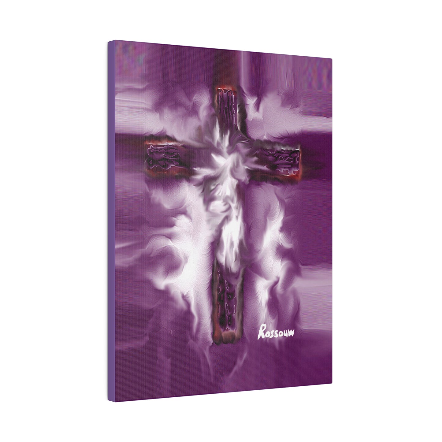 "Powerful Cross Painting - Inspirational Art by Rossouw on Matte Canvas"