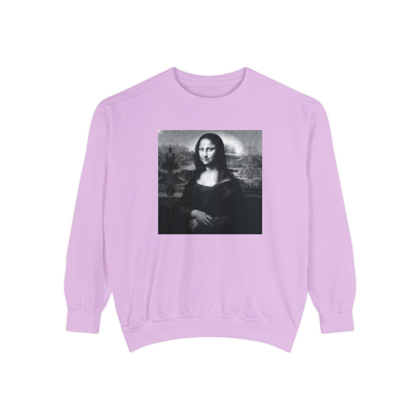 Mona Lisa (B&W): Luxurious Unisex Garment-Dyed Sweatshirt