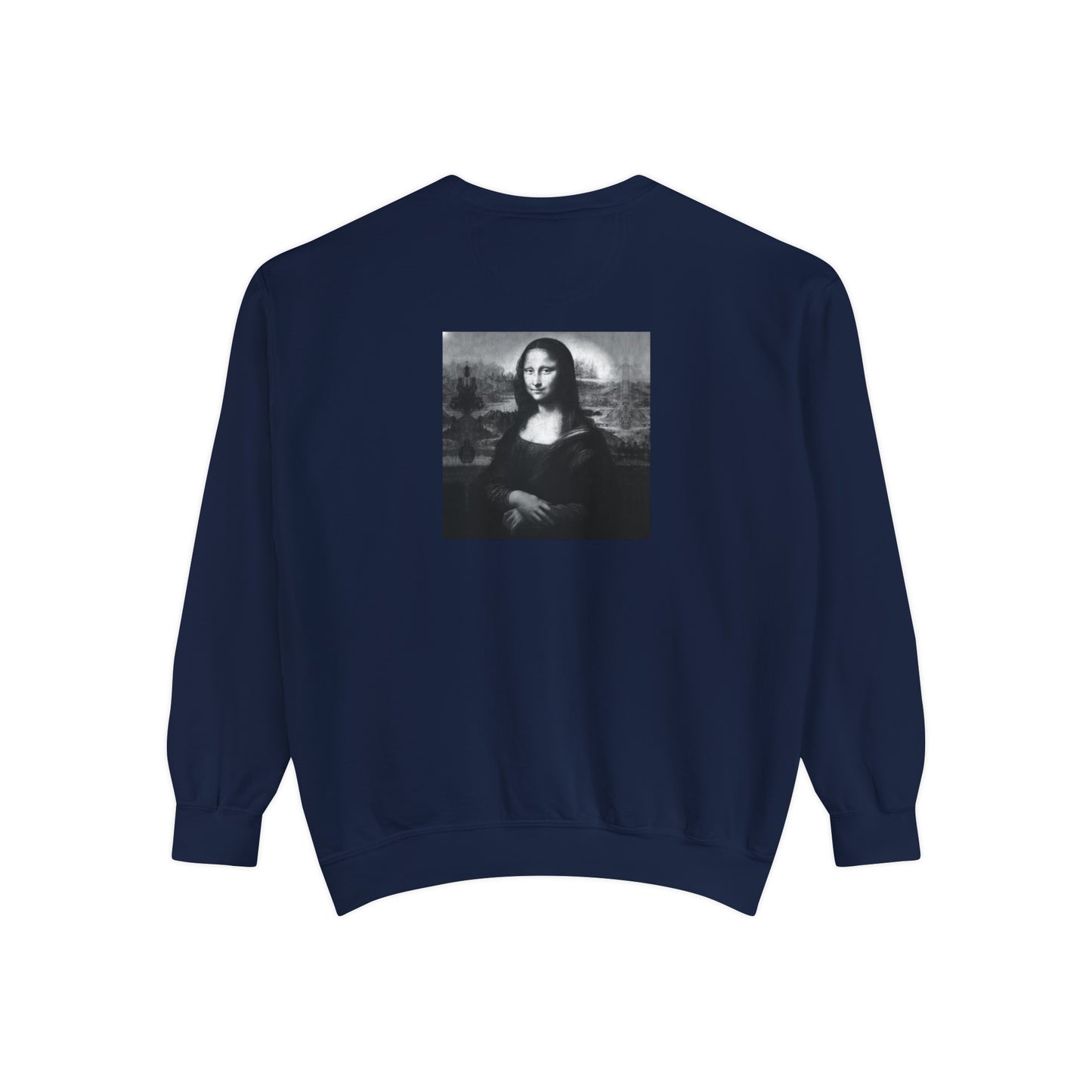 Mona Lisa (B&W): Luxurious Unisex Garment-Dyed Sweatshirt