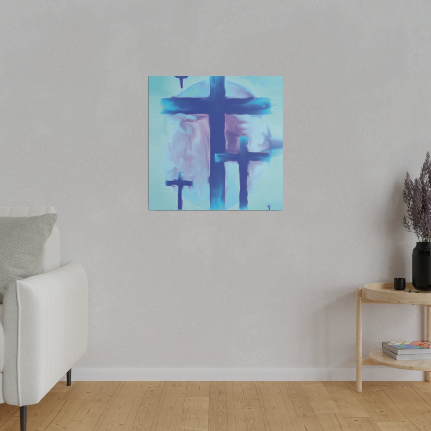 "Powerful Cross Painting - Inspirational Art by Rossouw on Matte Canvas"