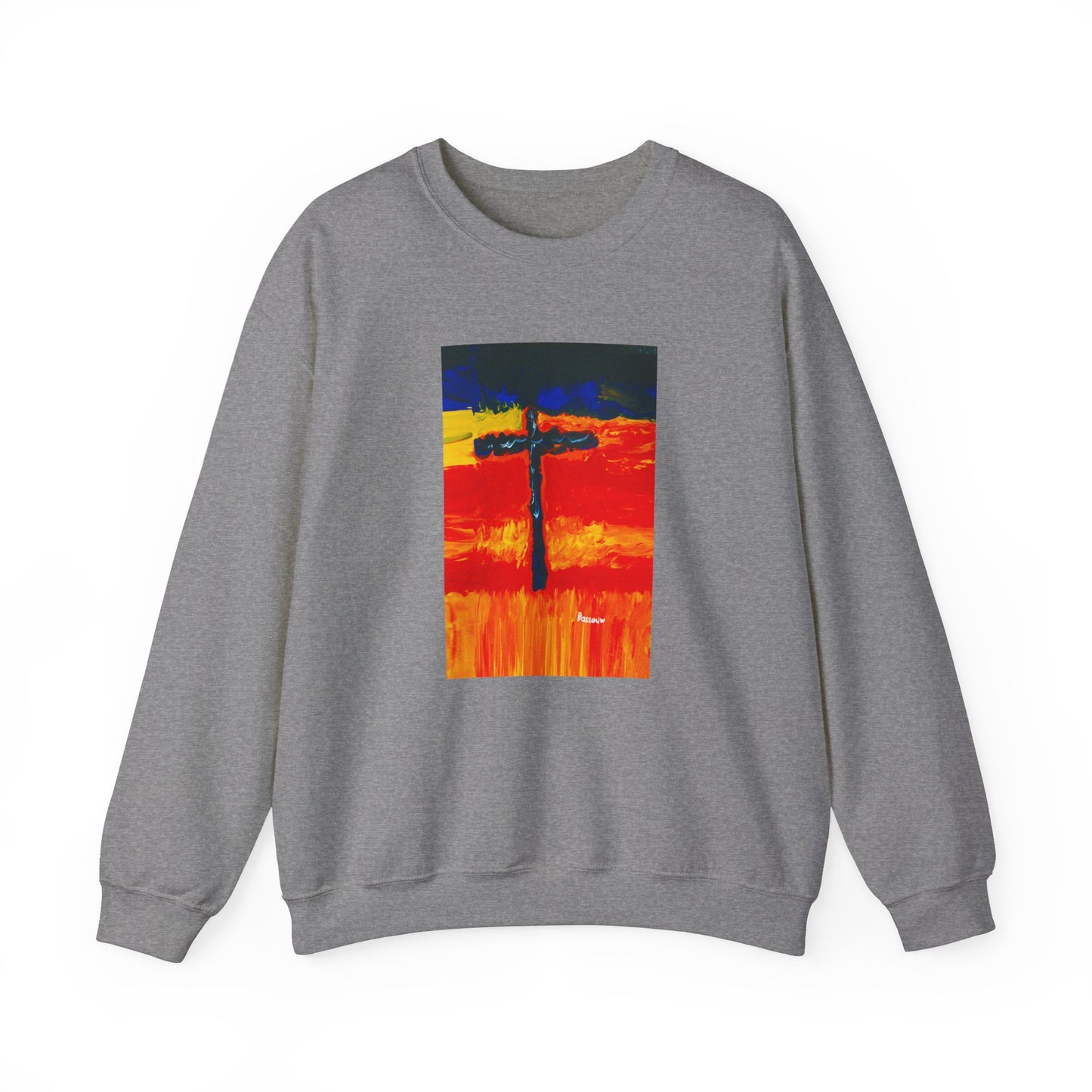 "Rainbow Warrior - Enlightened Spirit Crewneck Sweatshirt – Spiritual Cross Art Painting”