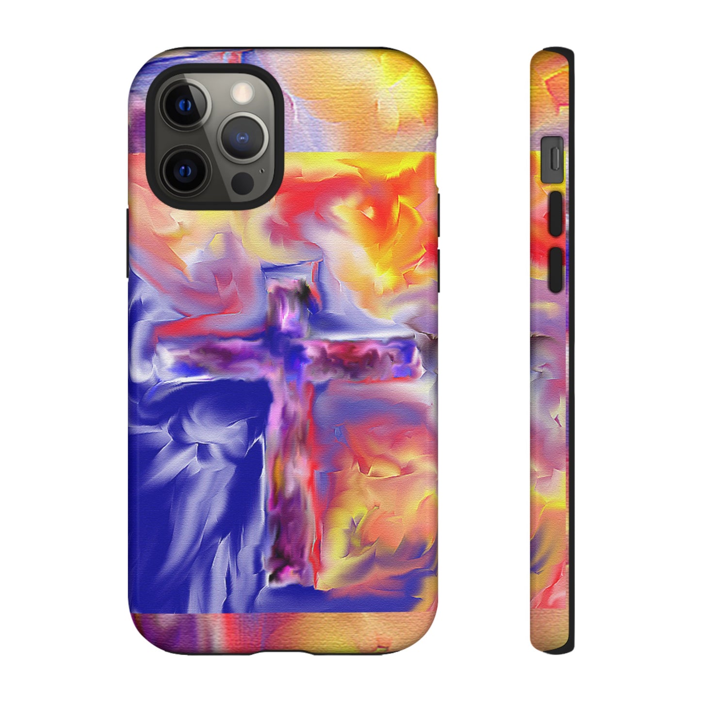 "Golden Rainbow - Divine Cross Protective Phone Case"