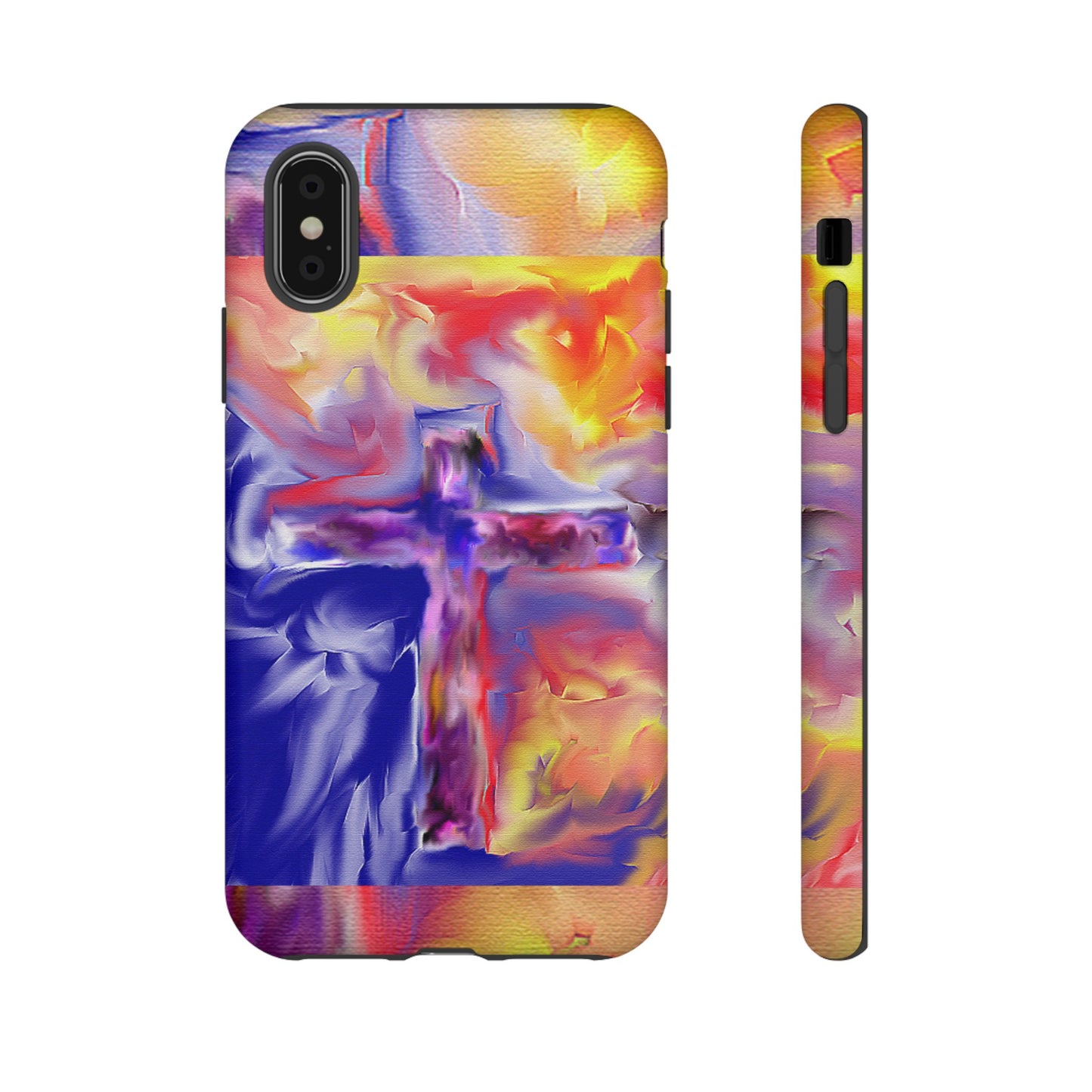 "Golden Rainbow - Divine Cross Protective Phone Case"