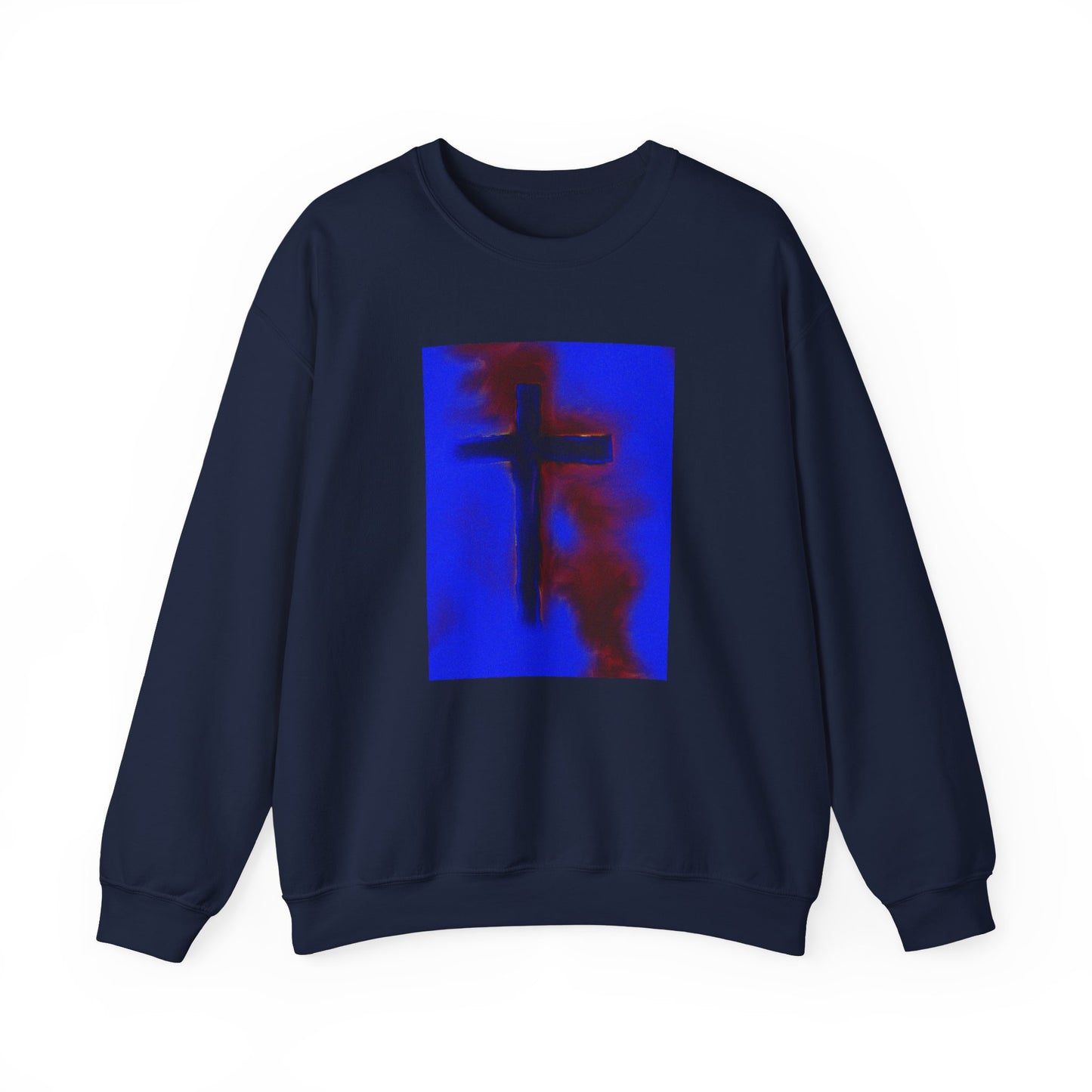 "Rise Up - Enlightened Spirit Crewneck Sweatshirt – Spiritual Cross Painting”