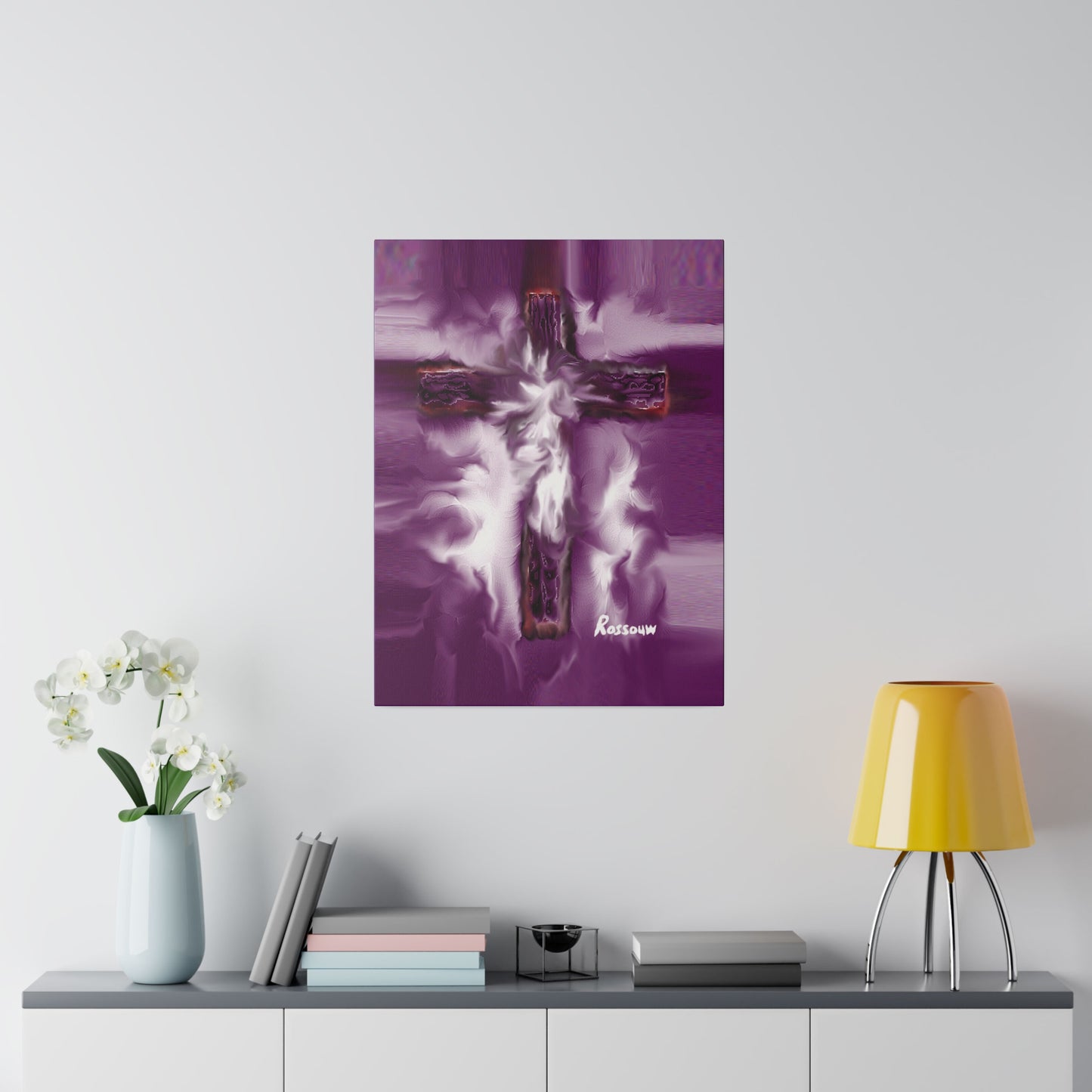 "Powerful Cross Painting - Inspirational Art by Rossouw on Matte Canvas"