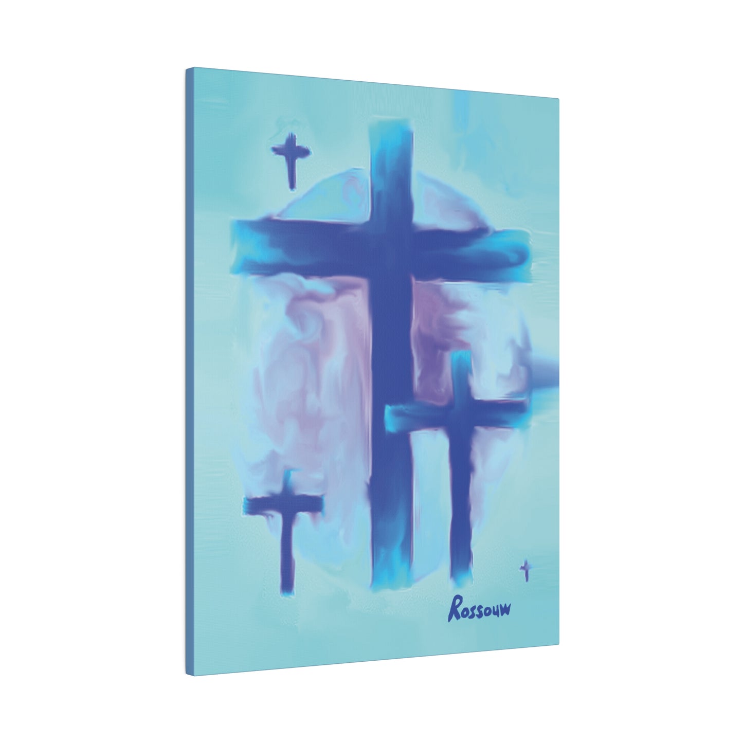 "Powerful Cross Painting - Inspirational Art by Rossouw on Matte Canvas"