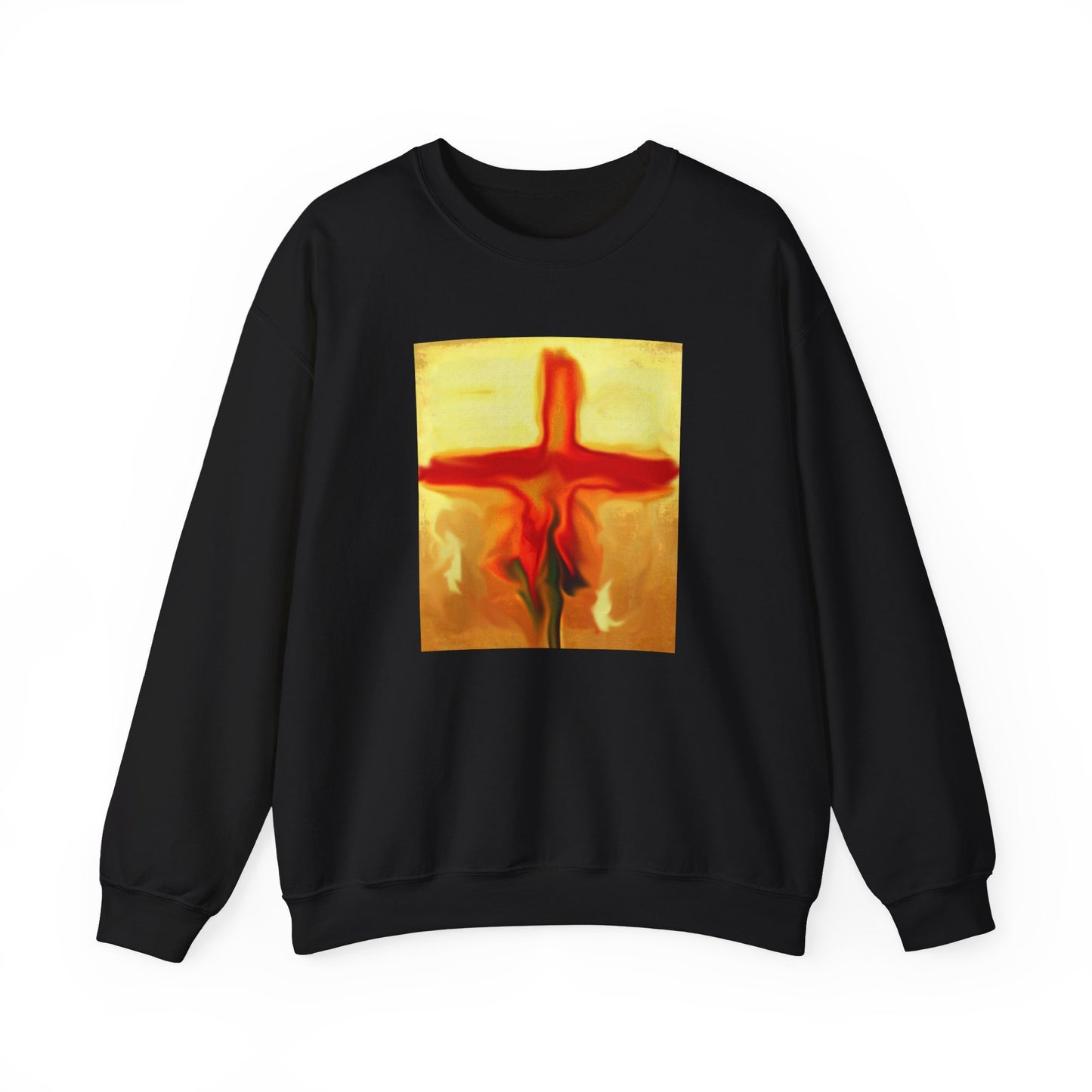 "Rose Petals - Enlightened Spirit Crewneck Sweatshirt – Spiritual Cross Art Painting”