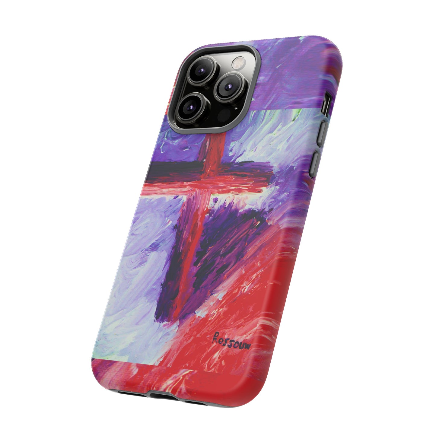 "Candy Skies - Divine Cross Protective Phone Case – Dual Layer Protection"