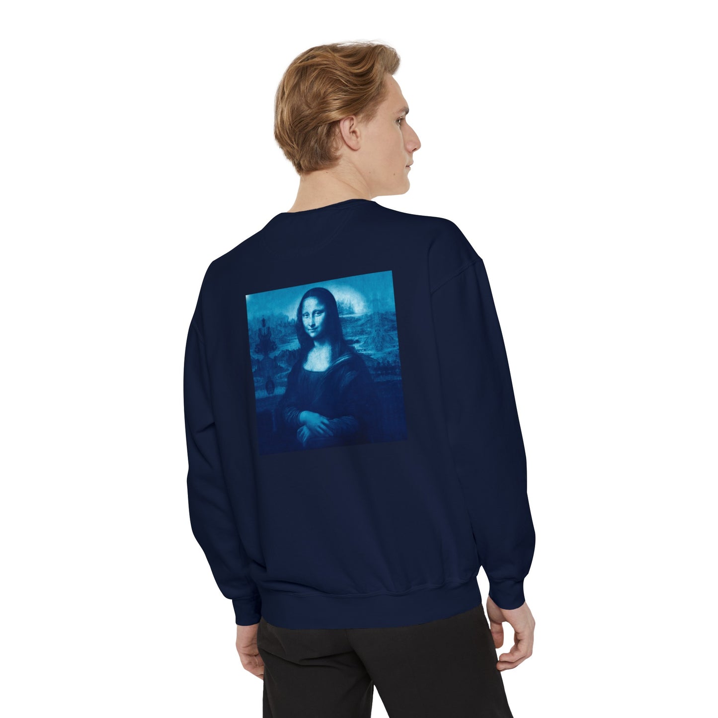 Mona Lisa (blue): Luxurious Unisex Garment-Dyed Sweatshirt