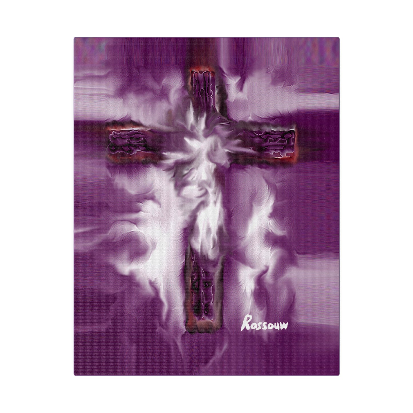 "Powerful Cross Painting - Inspirational Art by Rossouw on Matte Canvas"