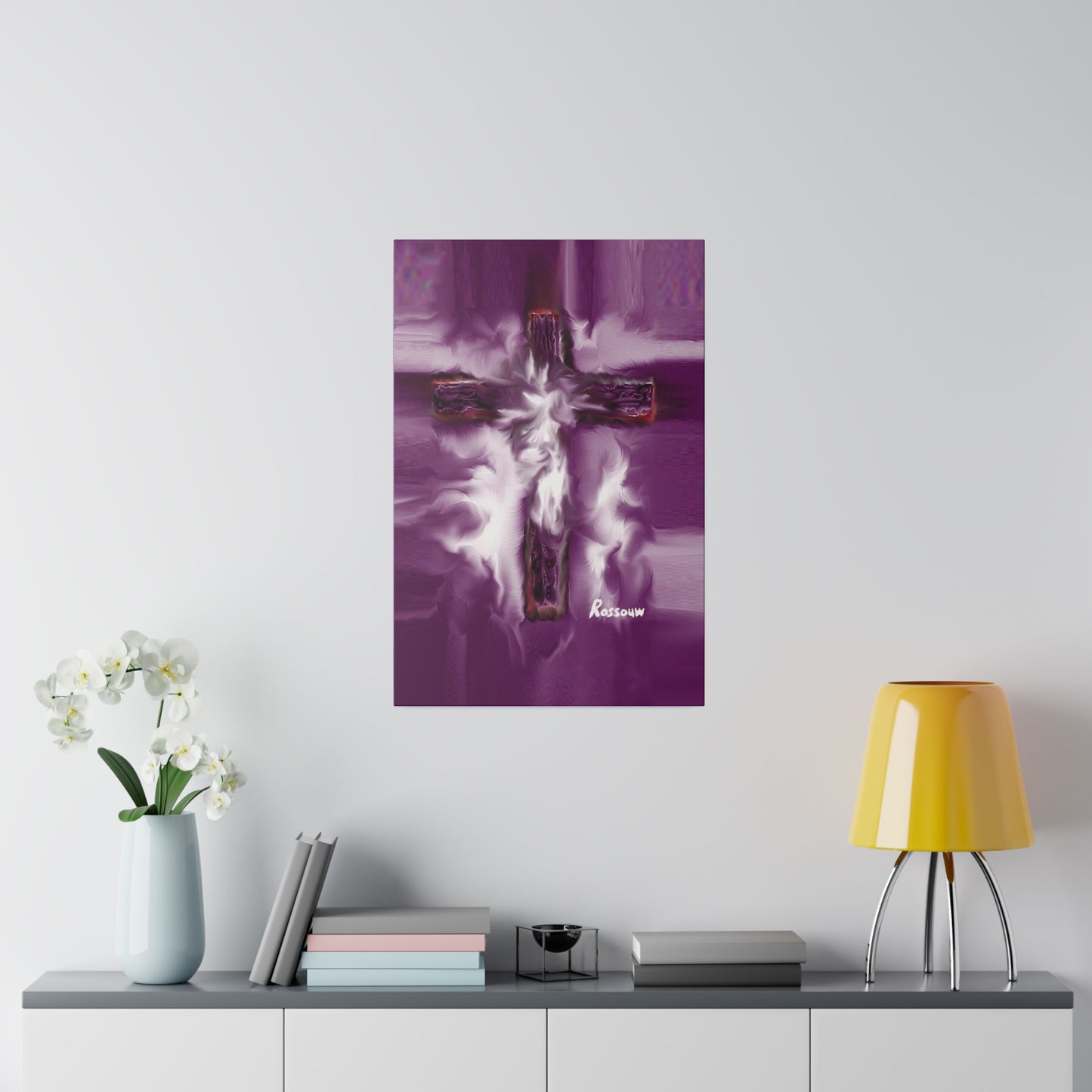 "Powerful Cross Painting - Inspirational Art by Rossouw on Matte Canvas"