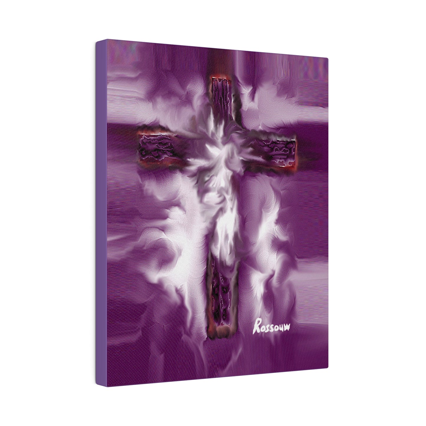 "Powerful Cross Painting - Inspirational Art by Rossouw on Matte Canvas"