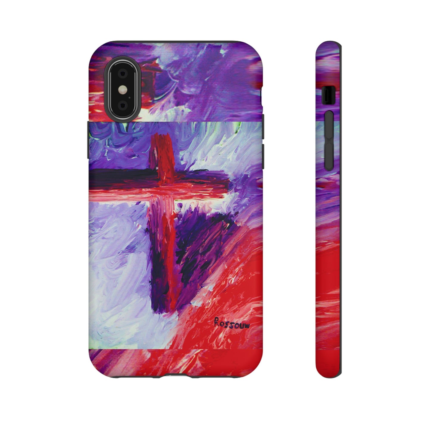 "Candy Skies - Divine Cross Protective Phone Case – Dual Layer Protection"