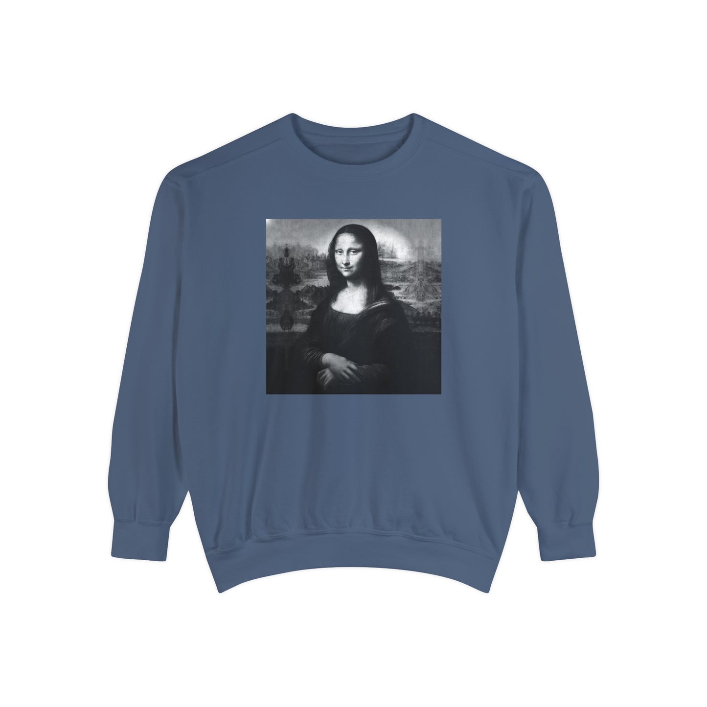 Mona Lisa (B&W): Luxurious Unisex Garment-Dyed Sweatshirt