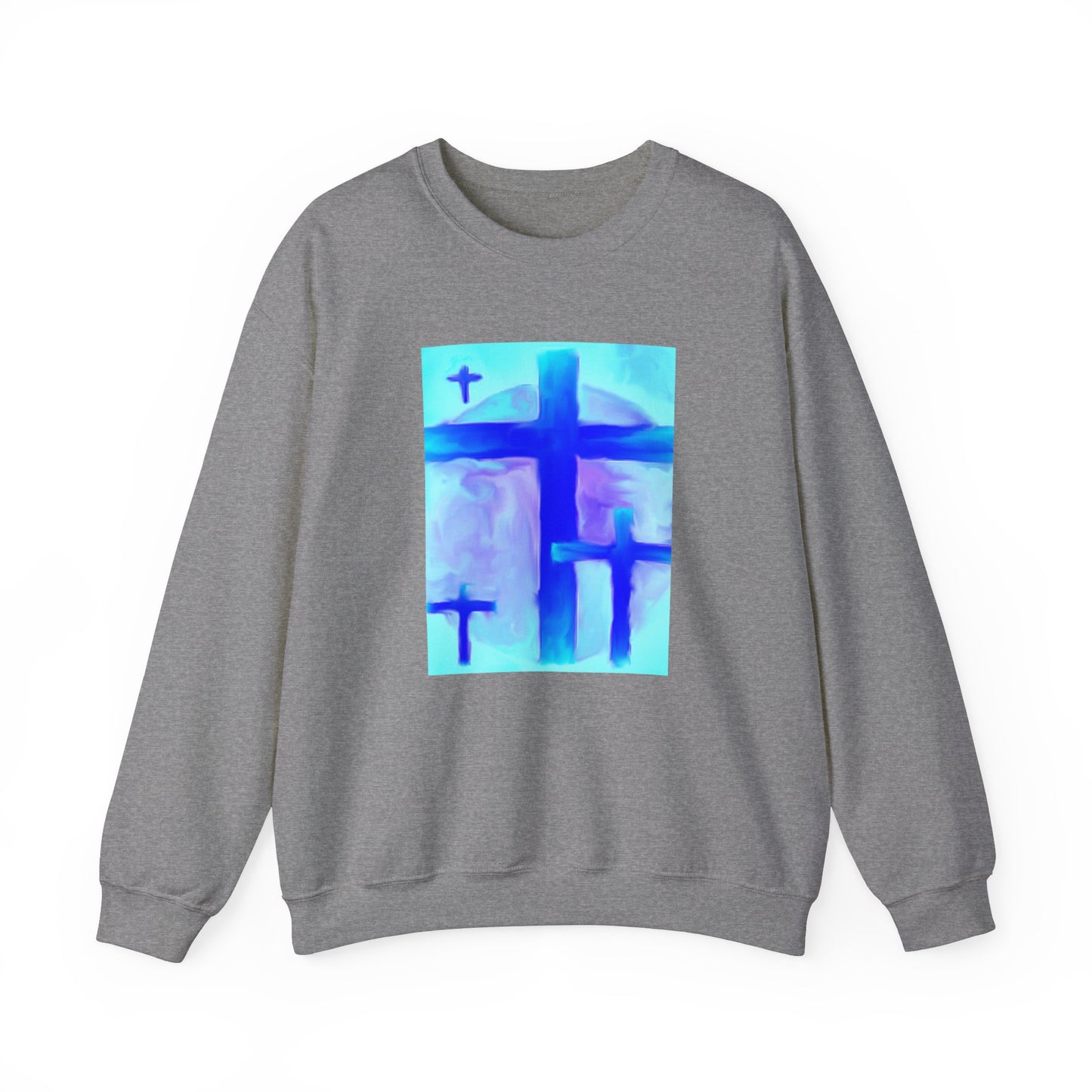 "Dream Visions - Enlightened Spirit Crewneck Sweatshirt – Spiritual Cross Art Painting”