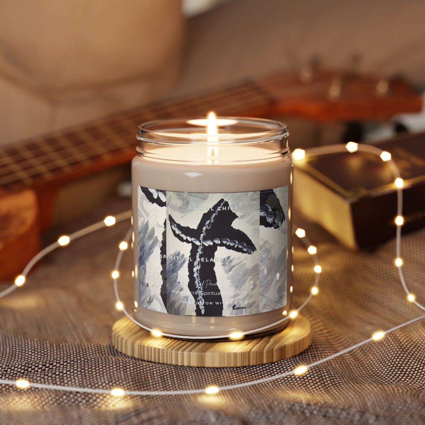 "Tribal Chief - Soy Scented Candles with Cross Art"