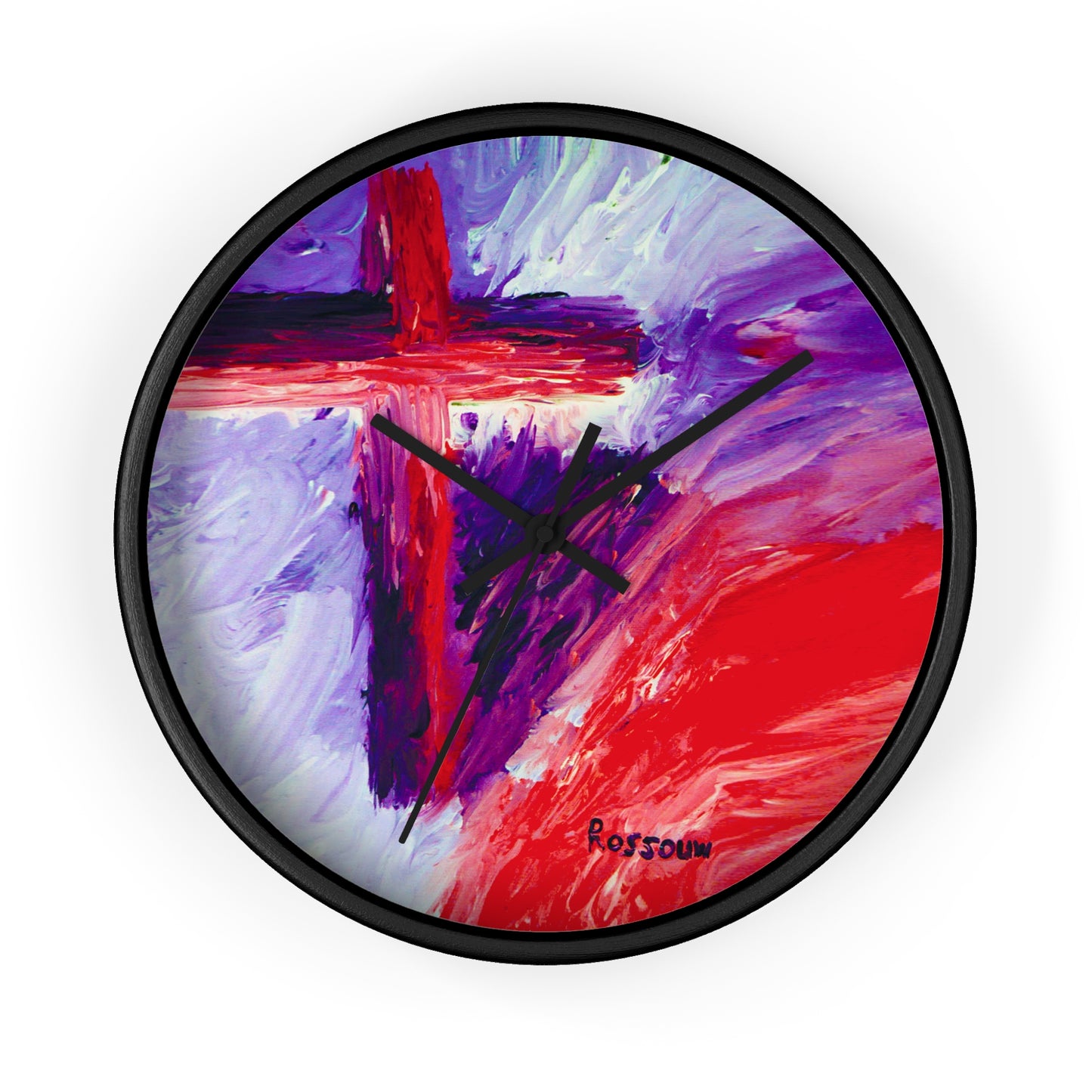 “Candy Skies - Inspirational Cross Art Wall Clock by Rossouw"