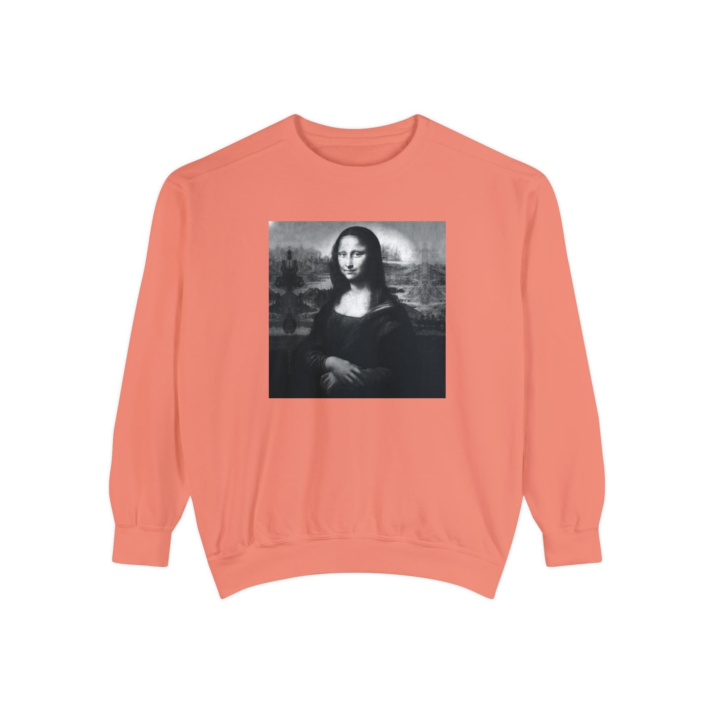 Mona Lisa (B&W): Luxurious Unisex Garment-Dyed Sweatshirt