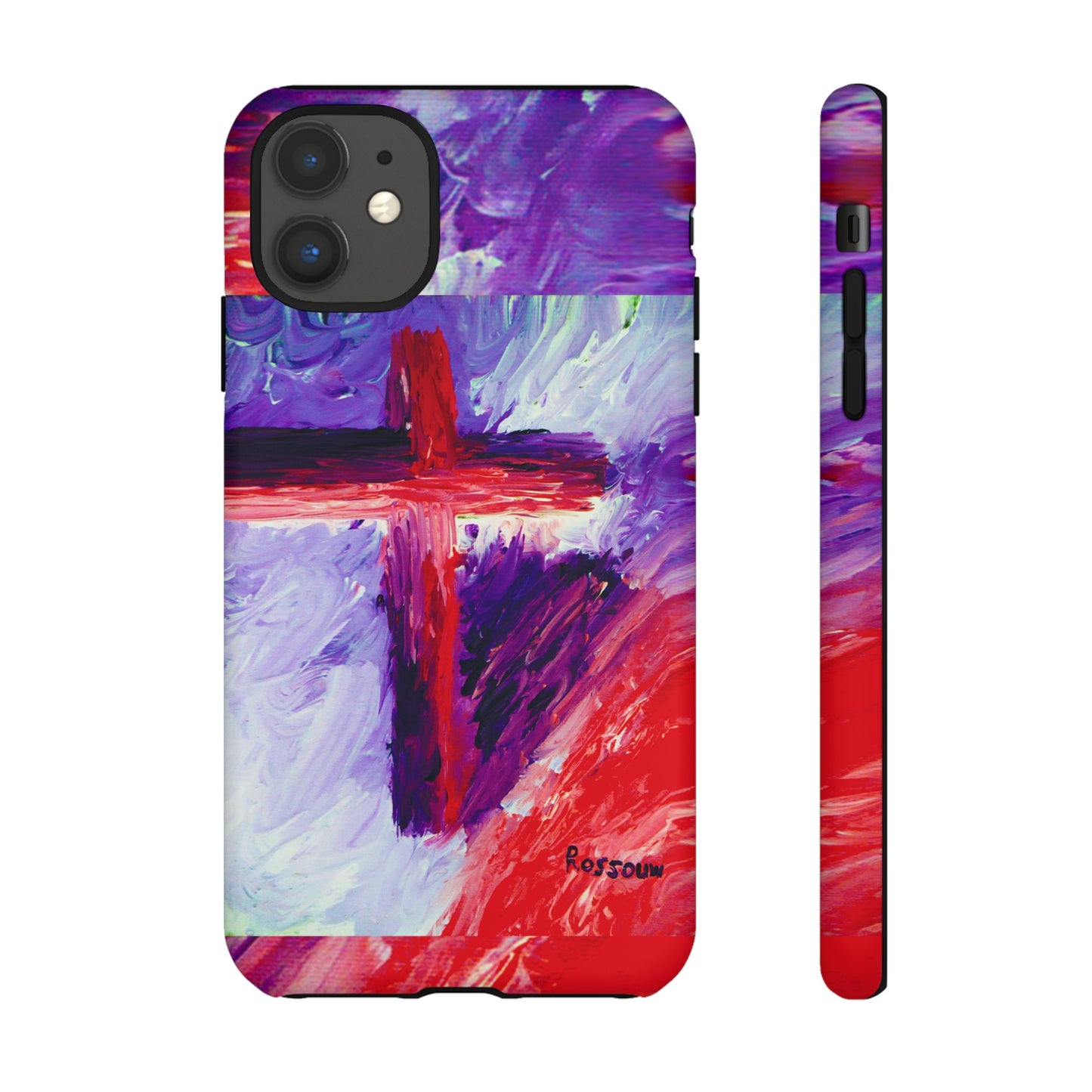 "Candy Skies - Divine Cross Protective Phone Case – Dual Layer Protection"