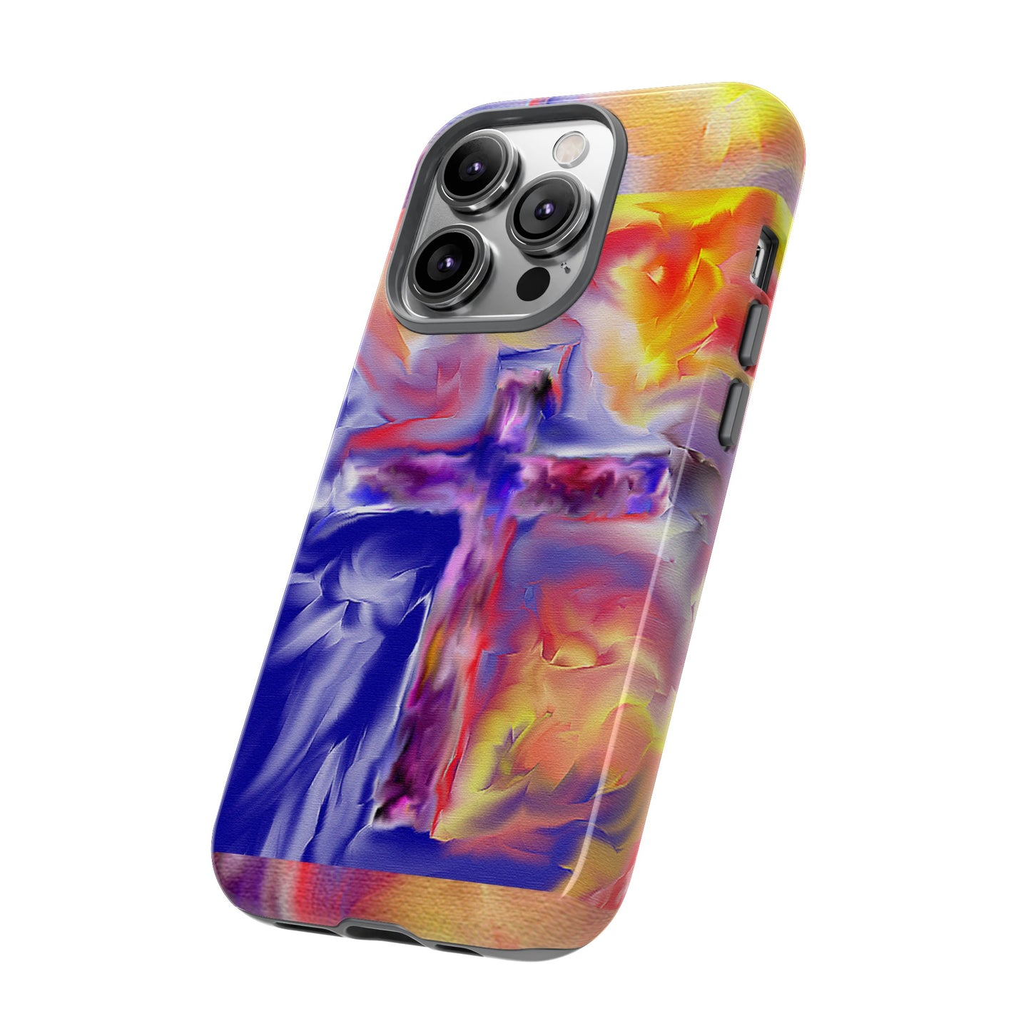 "Golden Rainbow - Divine Cross Protective Phone Case"