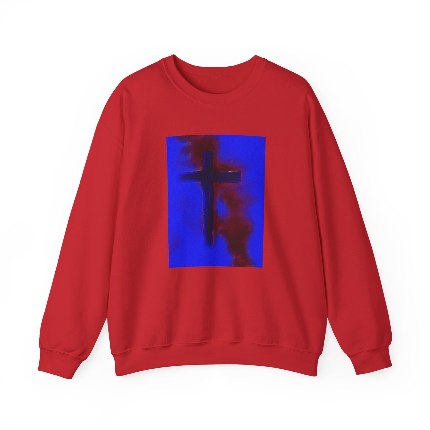 "Rise Up - Enlightened Spirit Crewneck Sweatshirt – Spiritual Cross Painting”