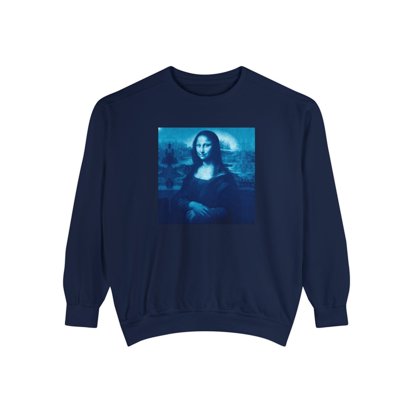 Mona Lisa (blue): Luxurious Unisex Garment-Dyed Sweatshirt