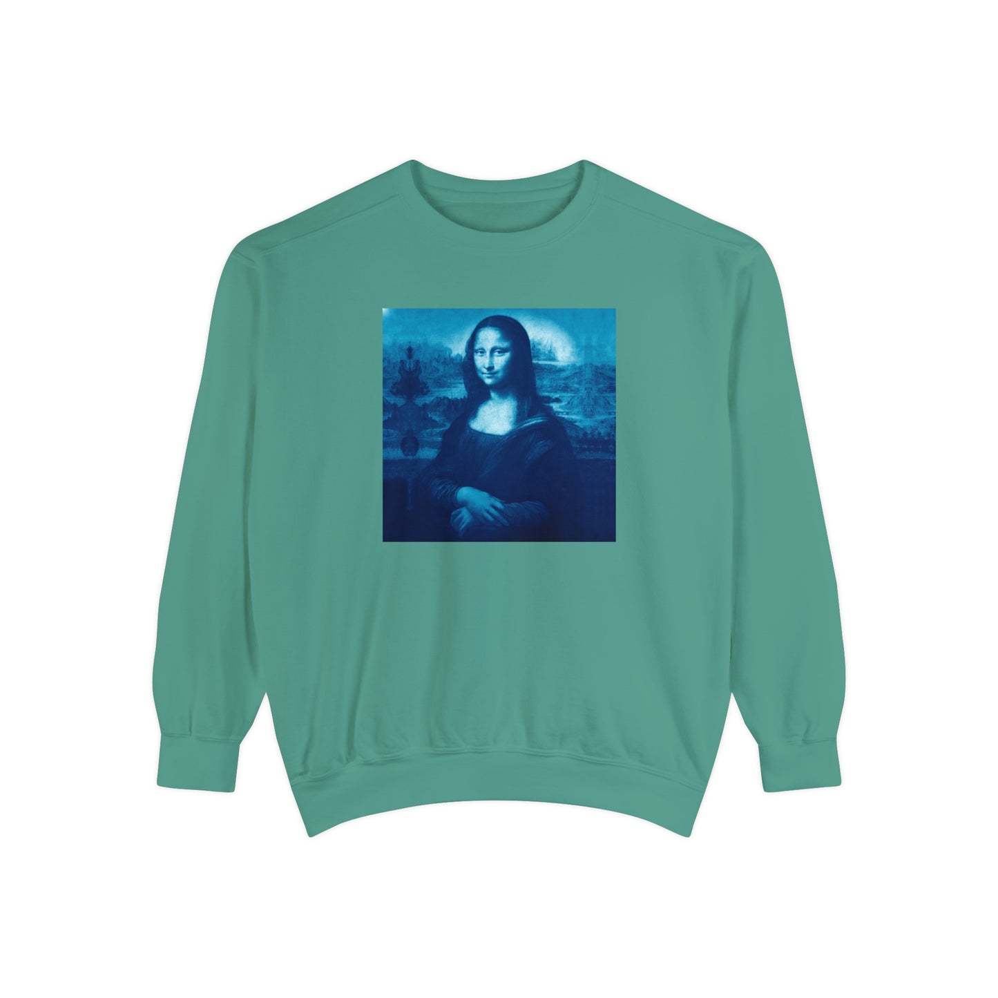 Mona Lisa (blue): Luxurious Unisex Garment-Dyed Sweatshirt