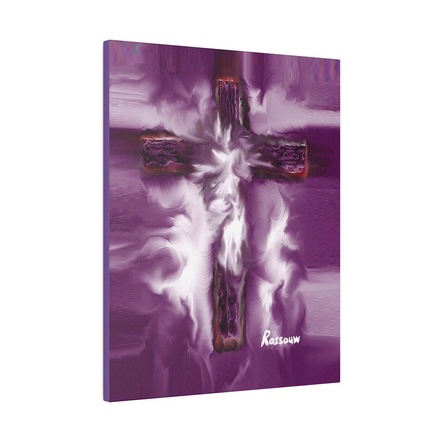 "Powerful Cross Painting - Inspirational Art by Rossouw on Matte Canvas"