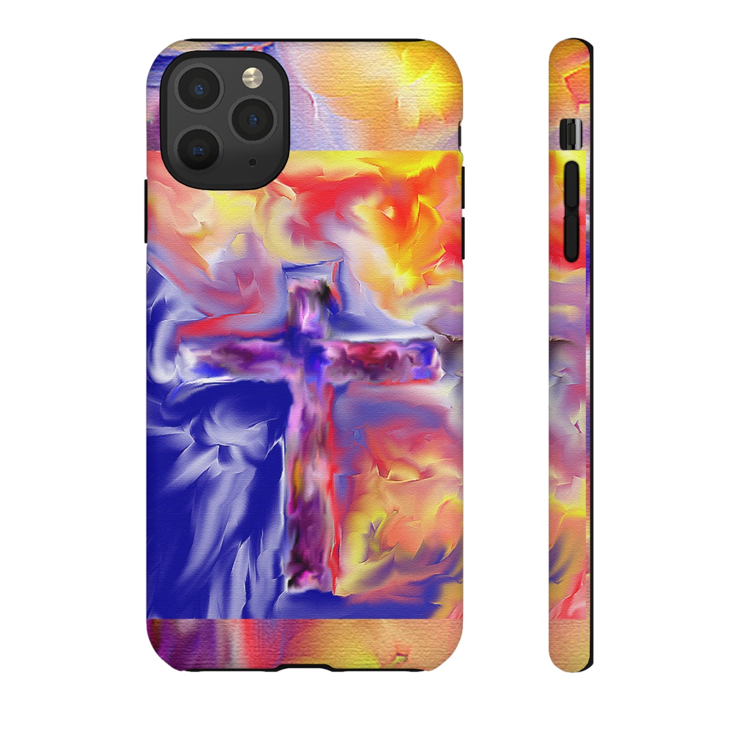 "Golden Rainbow - Divine Cross Protective Phone Case"