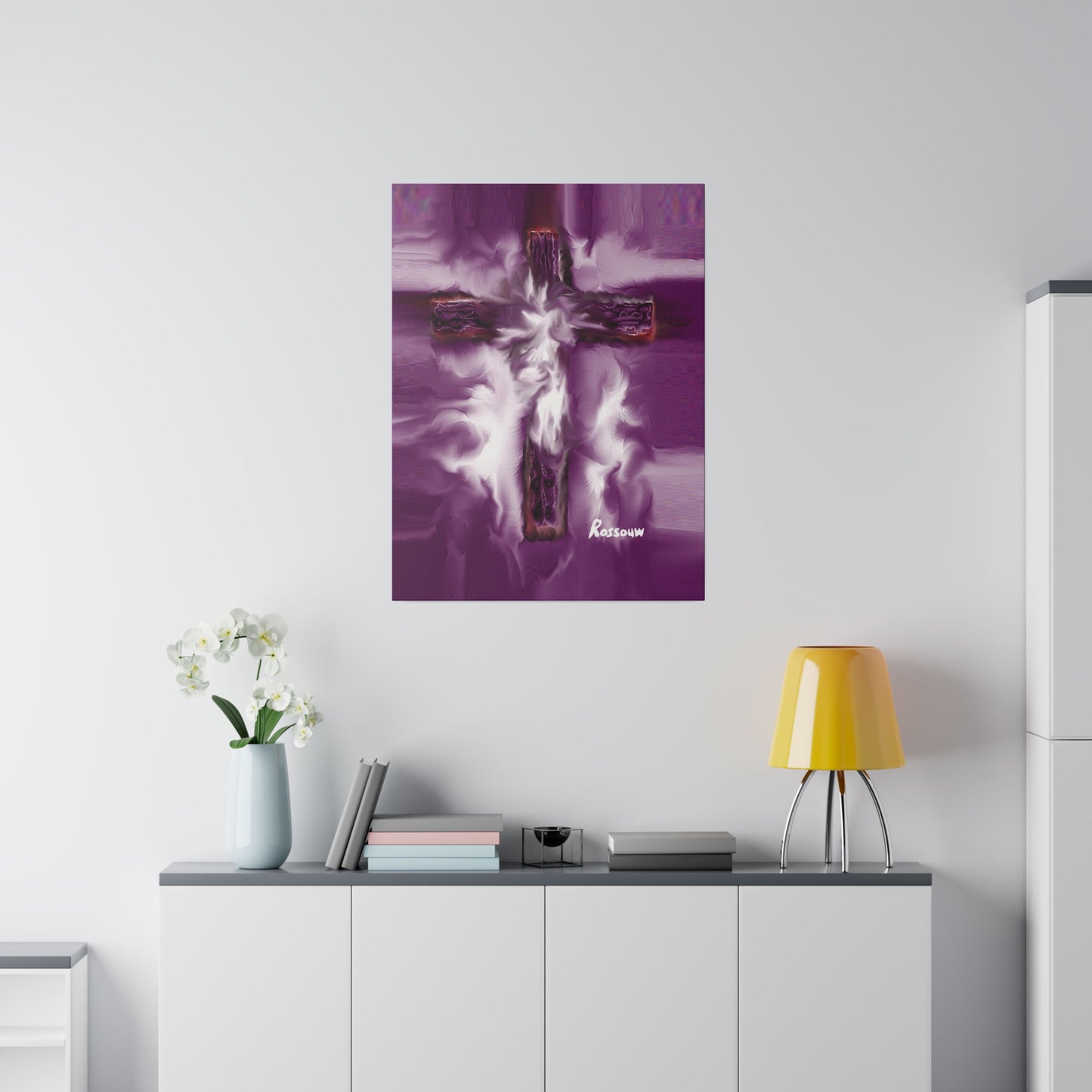 "Powerful Cross Painting - Inspirational Art by Rossouw on Matte Canvas"