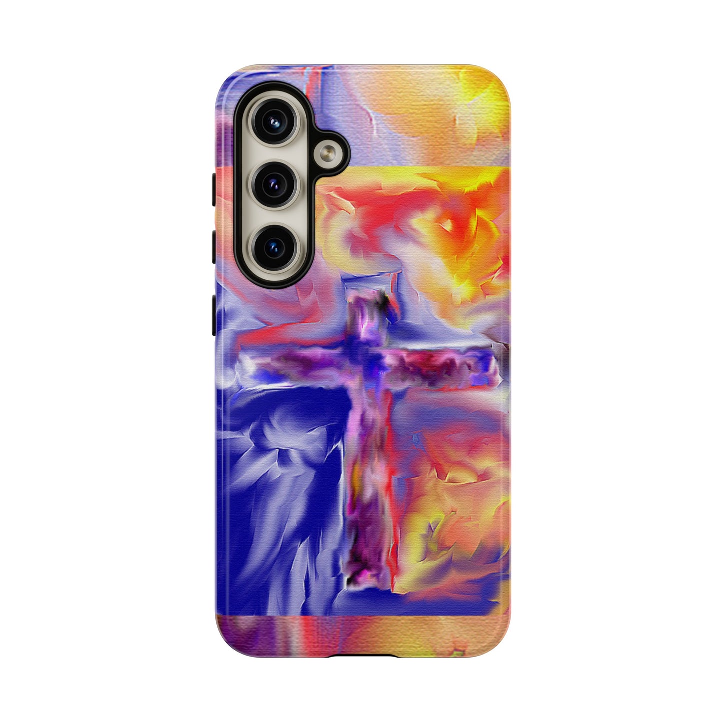 "Golden Rainbow - Divine Cross Protective Phone Case"